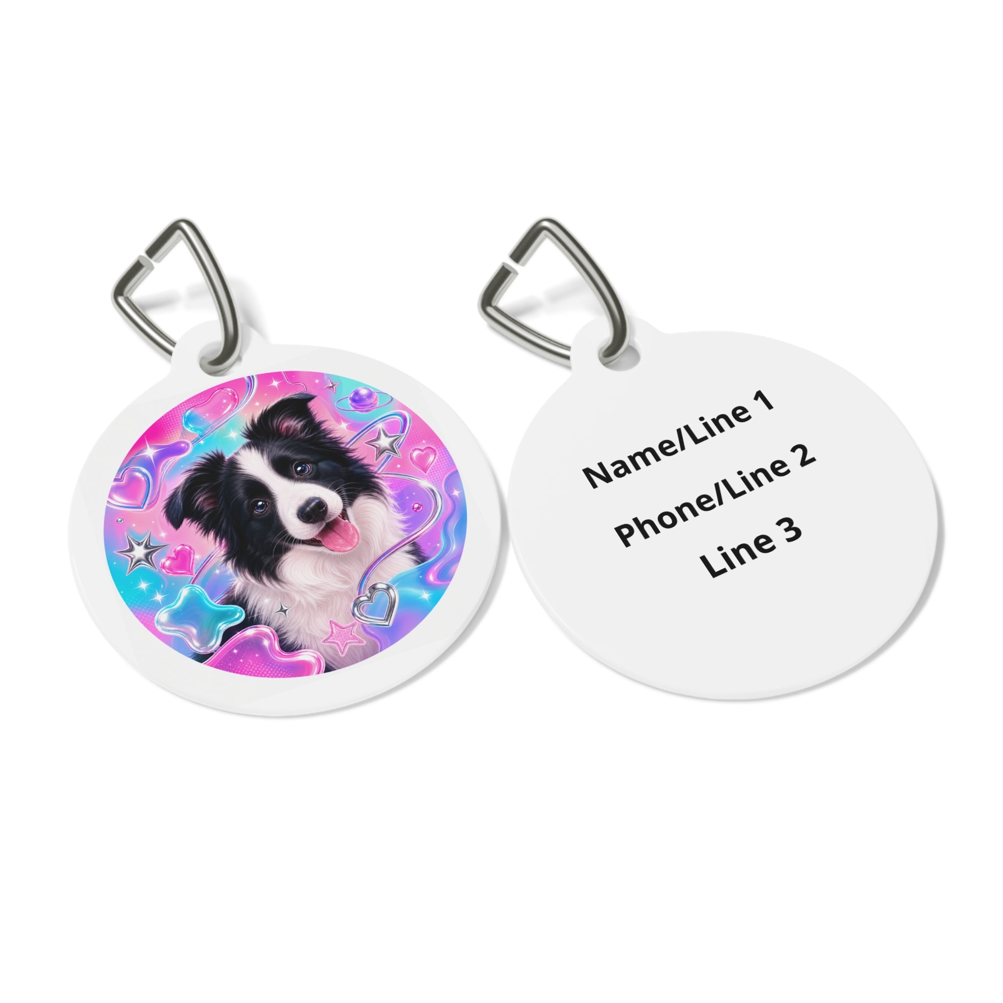 Border Collie Kawaii Candy Galaxy Personalized Dog ID Tag