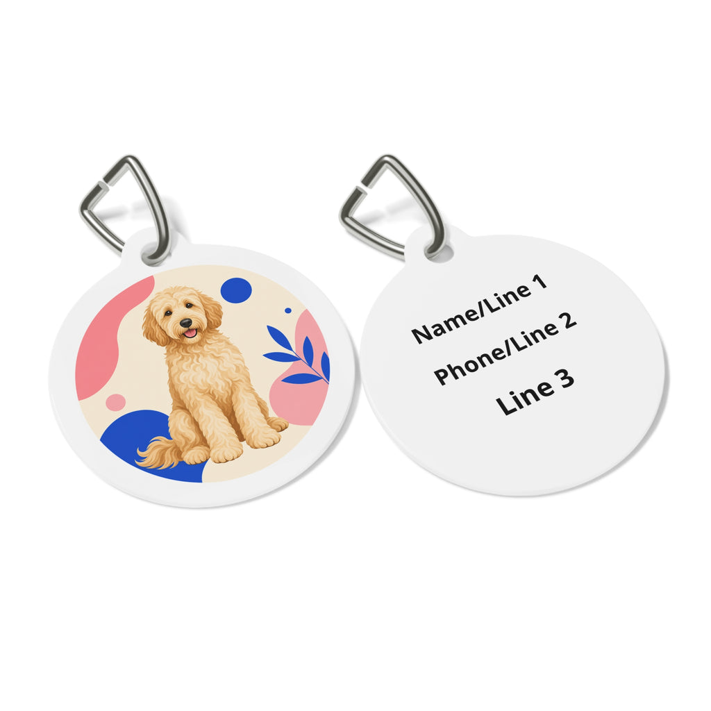 Etiqueta de Identificación Personalizada para Perros Goldendoodle Doodle Abstracto Colorido
