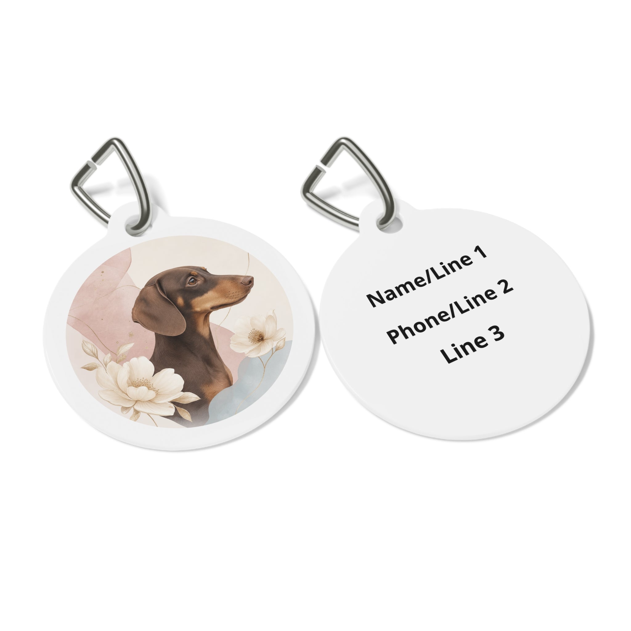 Dachshund Cheerful Floral Personalized Dog ID Tag