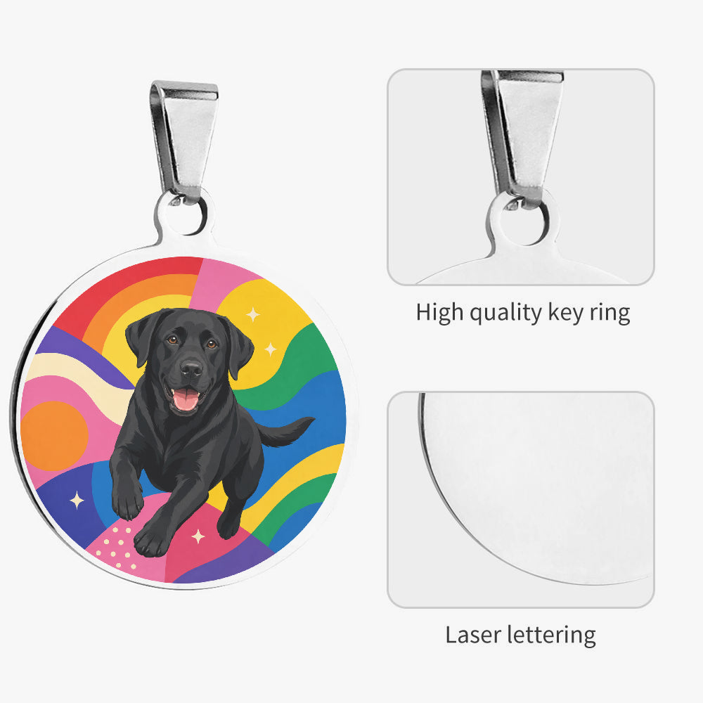 Labrador Retriever Rainbow Wave Runner personalized dog ID tag product detail