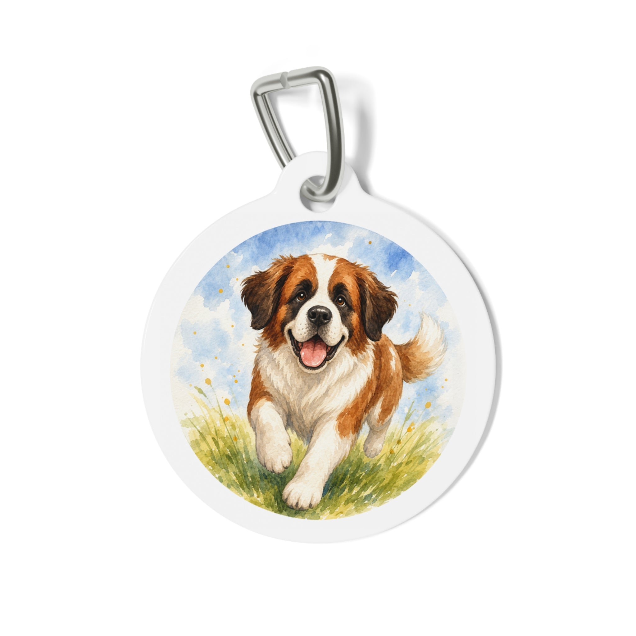 Saint Bernard Joyful Botanical Art Personalized Dog ID Tag