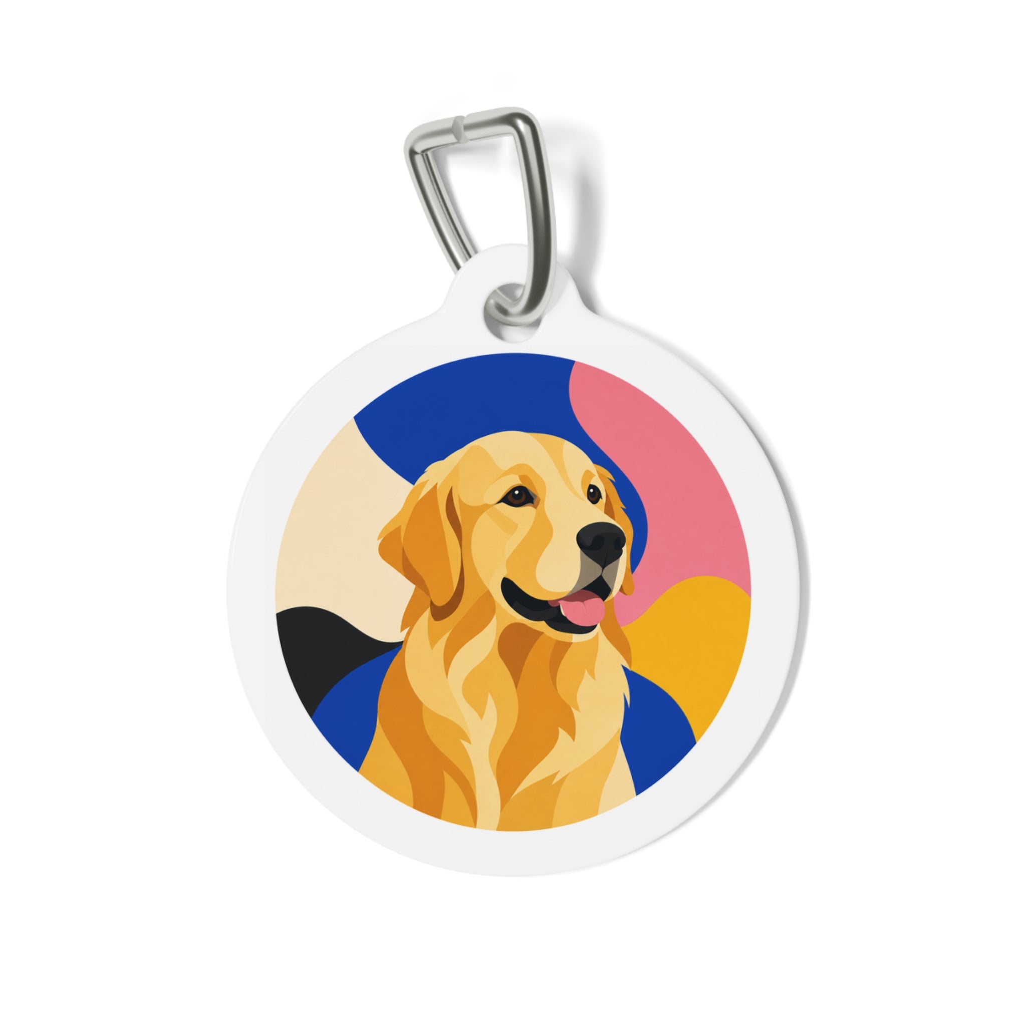 Placa de identificación personalizada para perro Golden Retriever Bauhaus Color