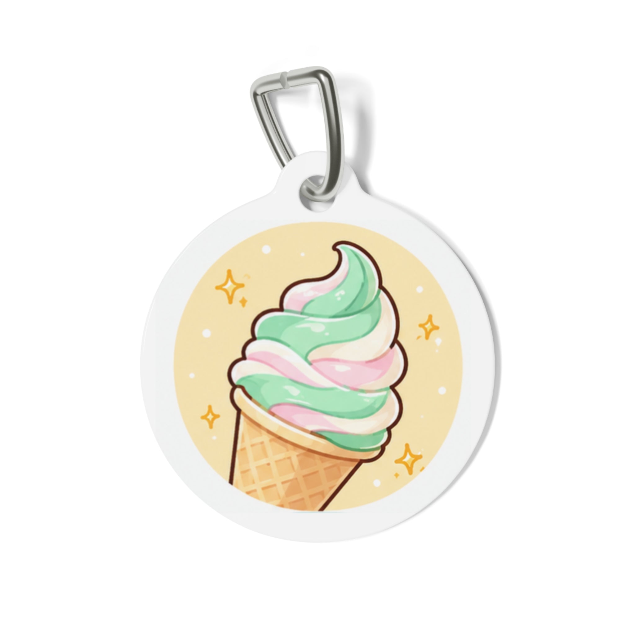 Pastel Swirl Cone Whimsical Foodie Art Personalized Dog ID Tag