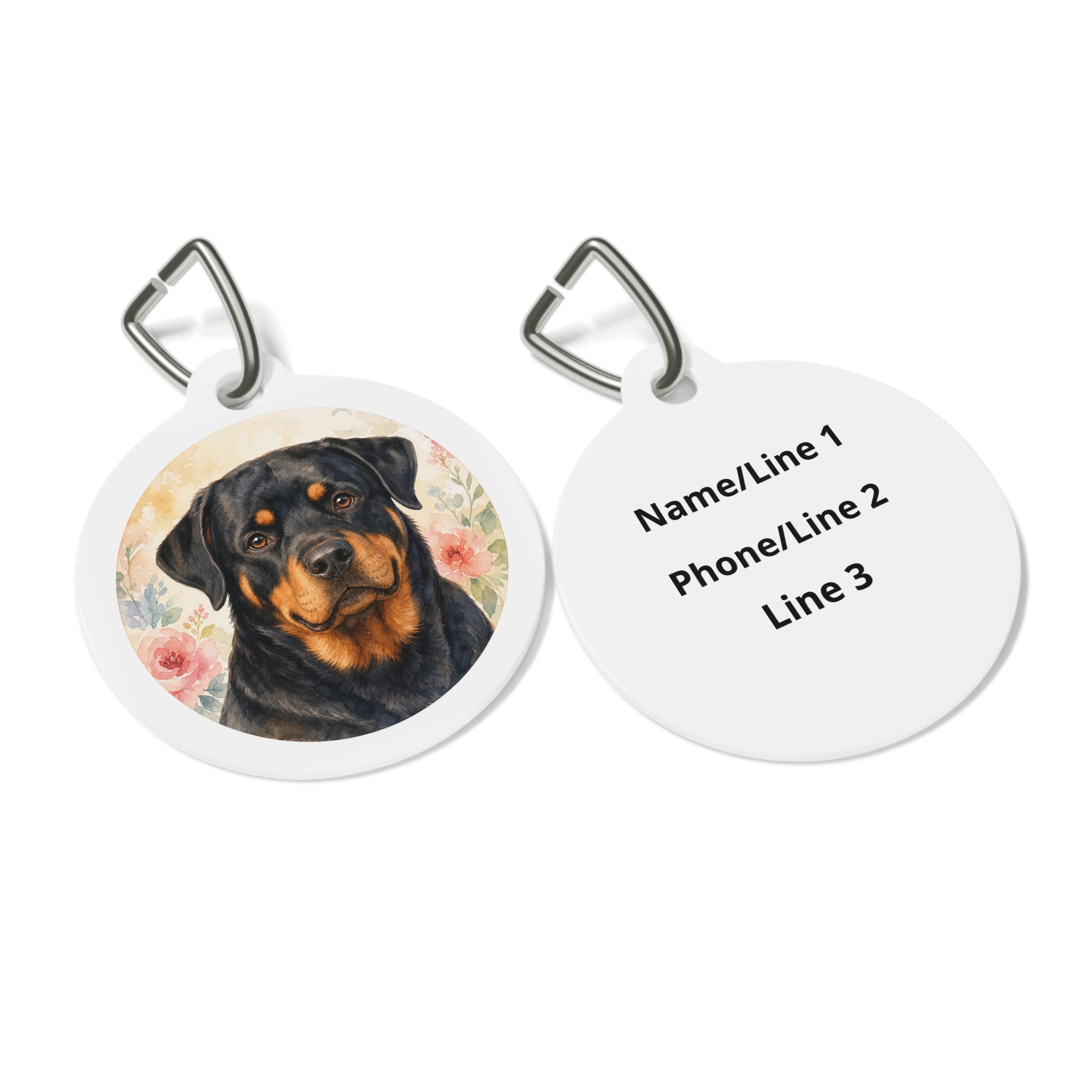 Rottweiler Blush Garden Portrait Personalized Dog ID Tag