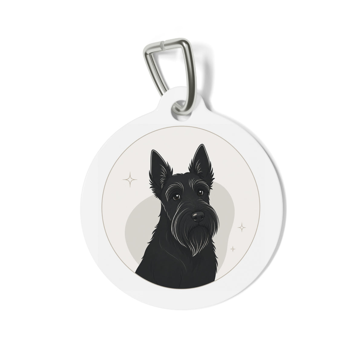 Scottish Terrier Monochrome Modern Personalized Dog ID Tag
