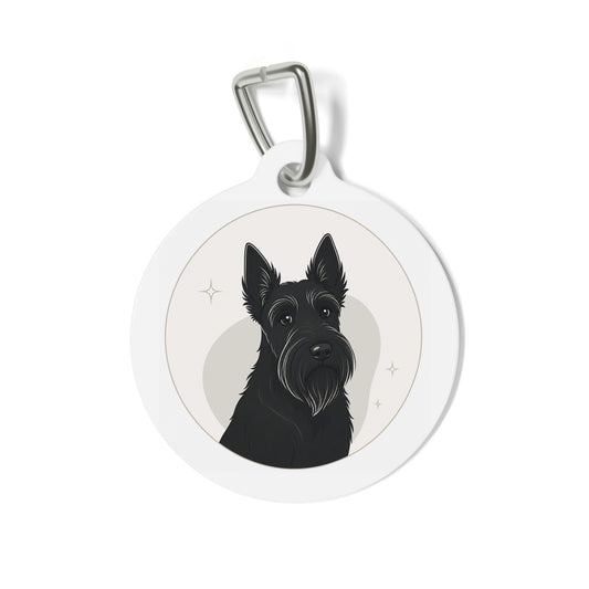 Scottish Terrier Monochrome Modern Personalized Dog ID Tag