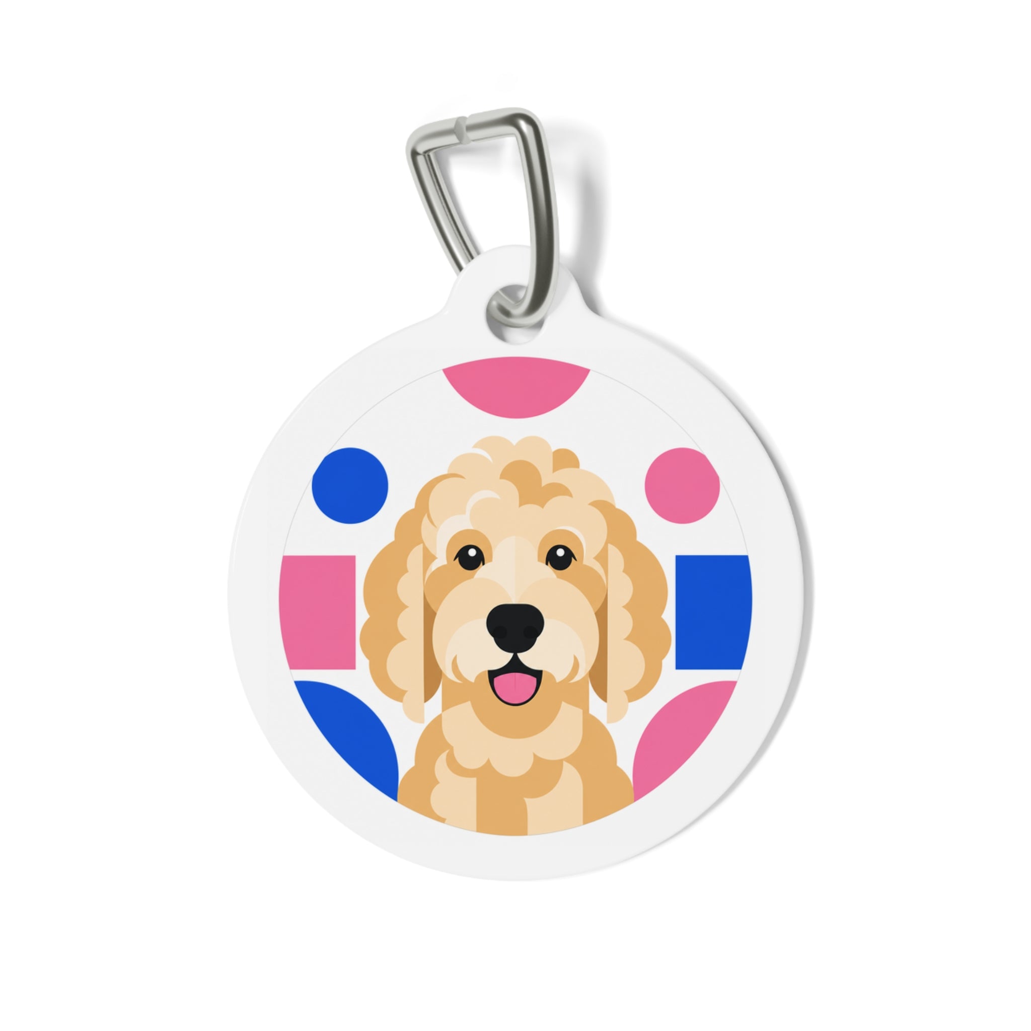 Goldendoodle Colorful Geometric Background Personalized Dog ID Tag