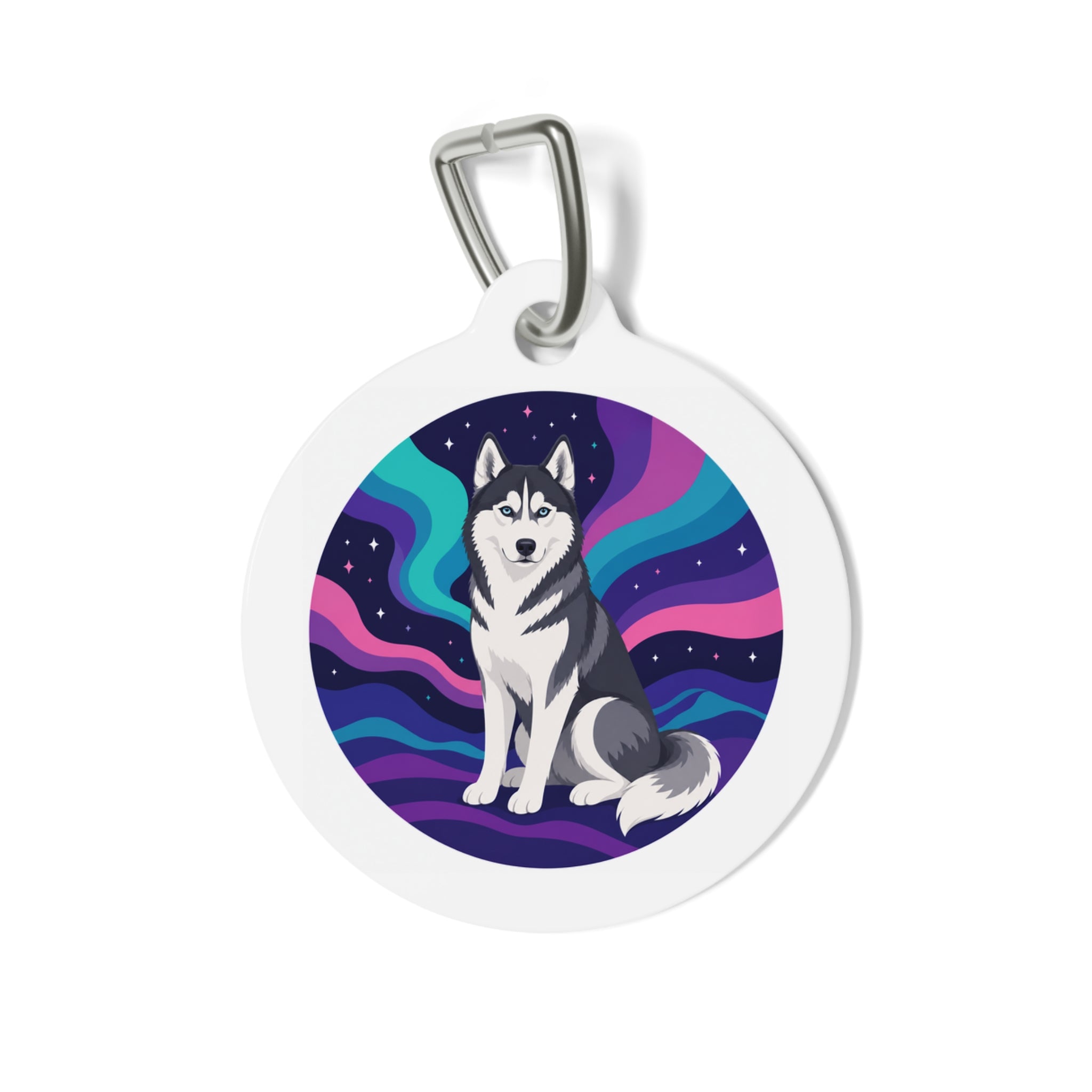 Siberian Husky Northern Lights Personalized Dog ID Tag