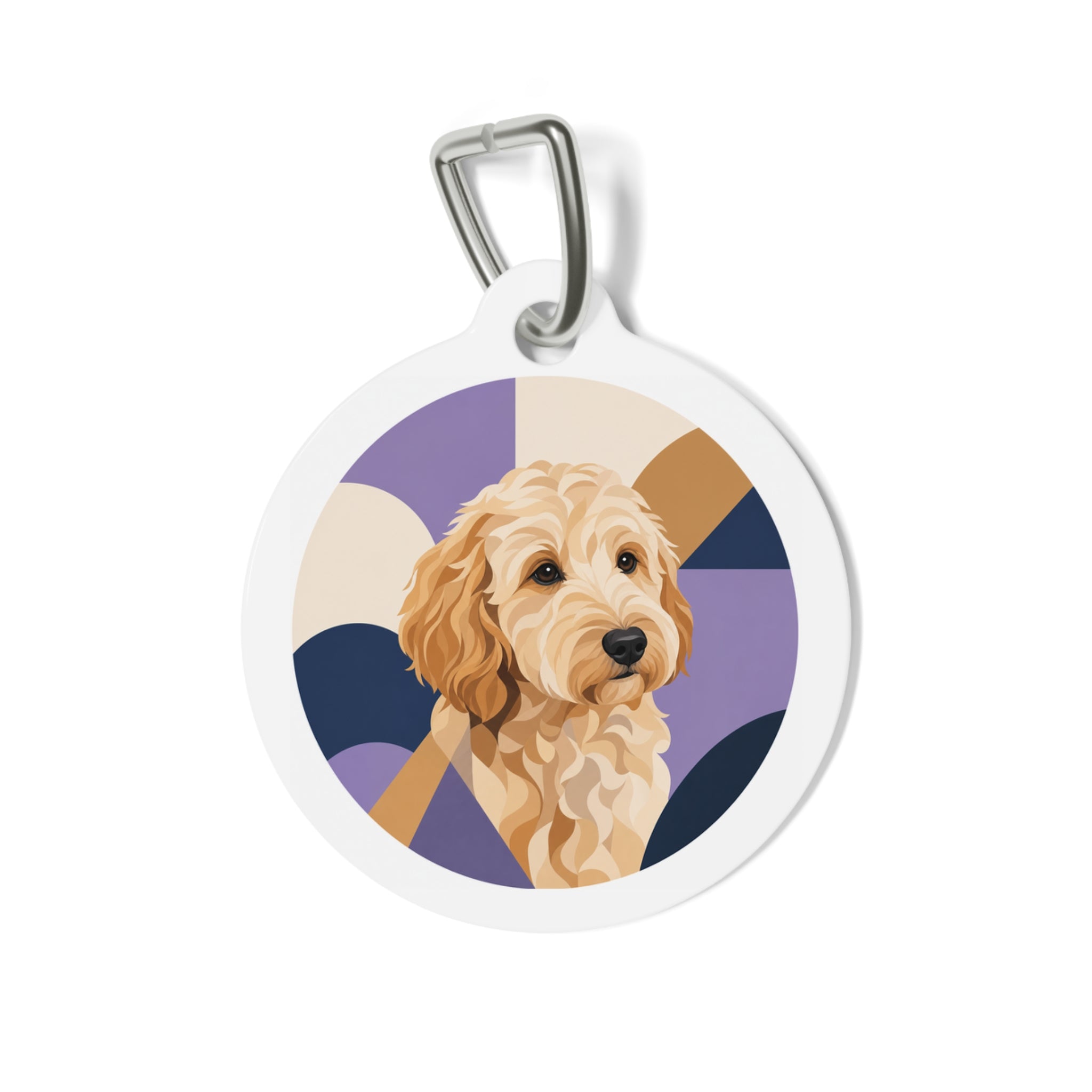 Goldendoodle Modern Illustrated Portrait Personalized Dog ID Tag