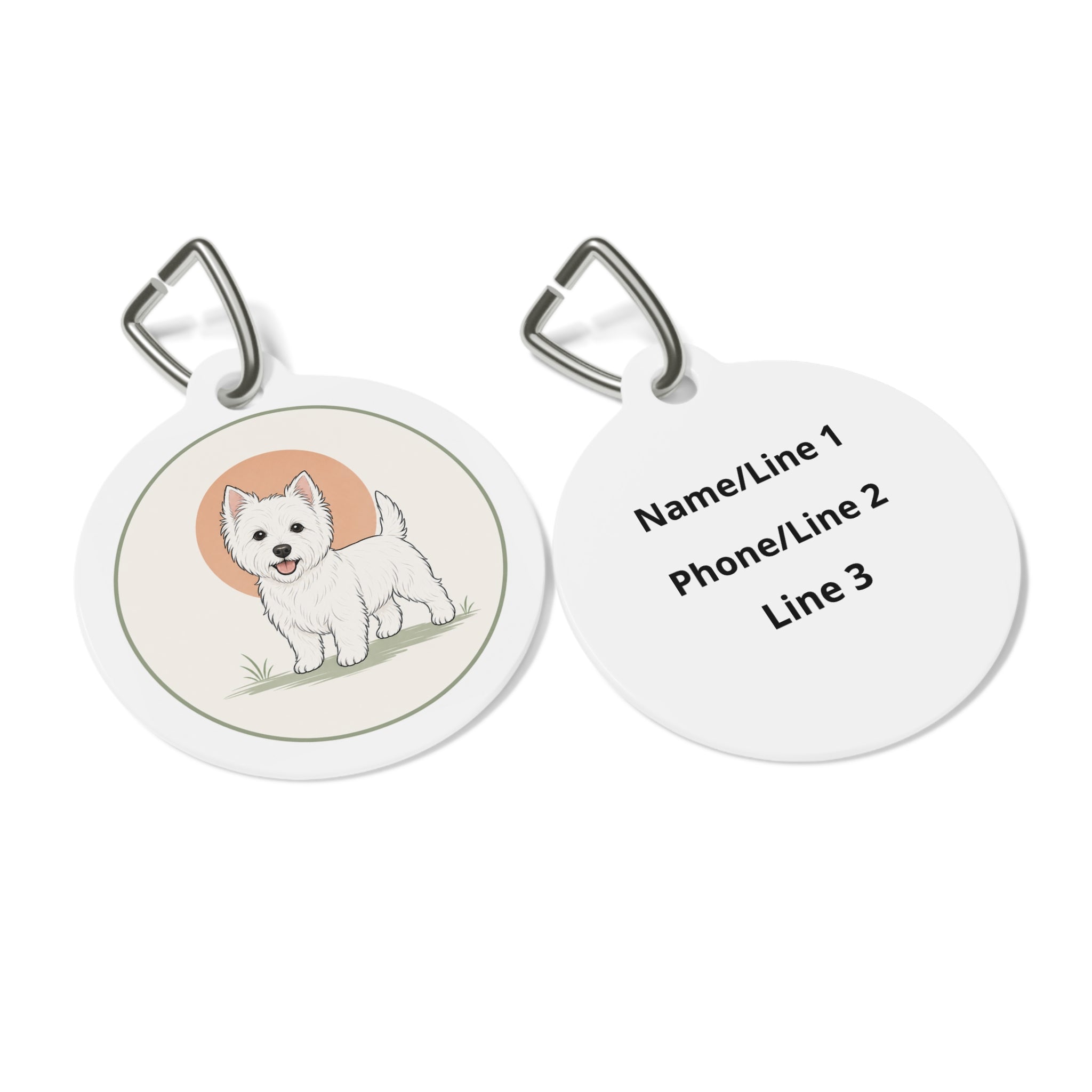 West Highland White Terrier Minimal Storybook Personalized Dog ID Tag