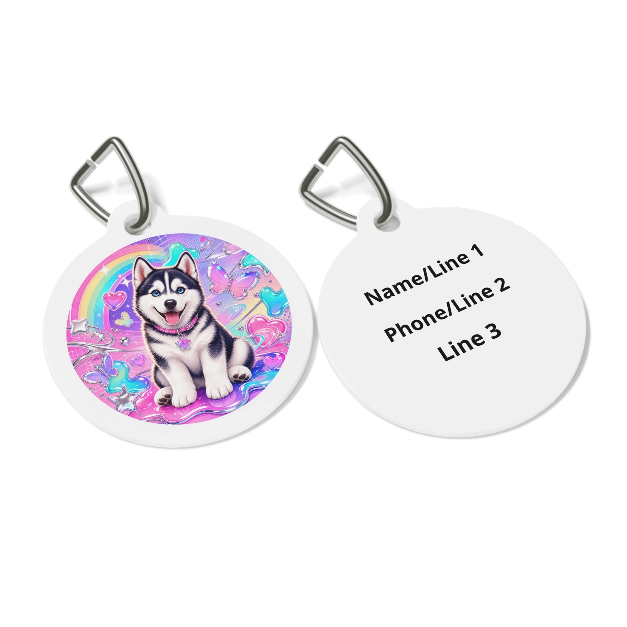 Siberian Husky Candy Dream Personalized Dog ID Tag