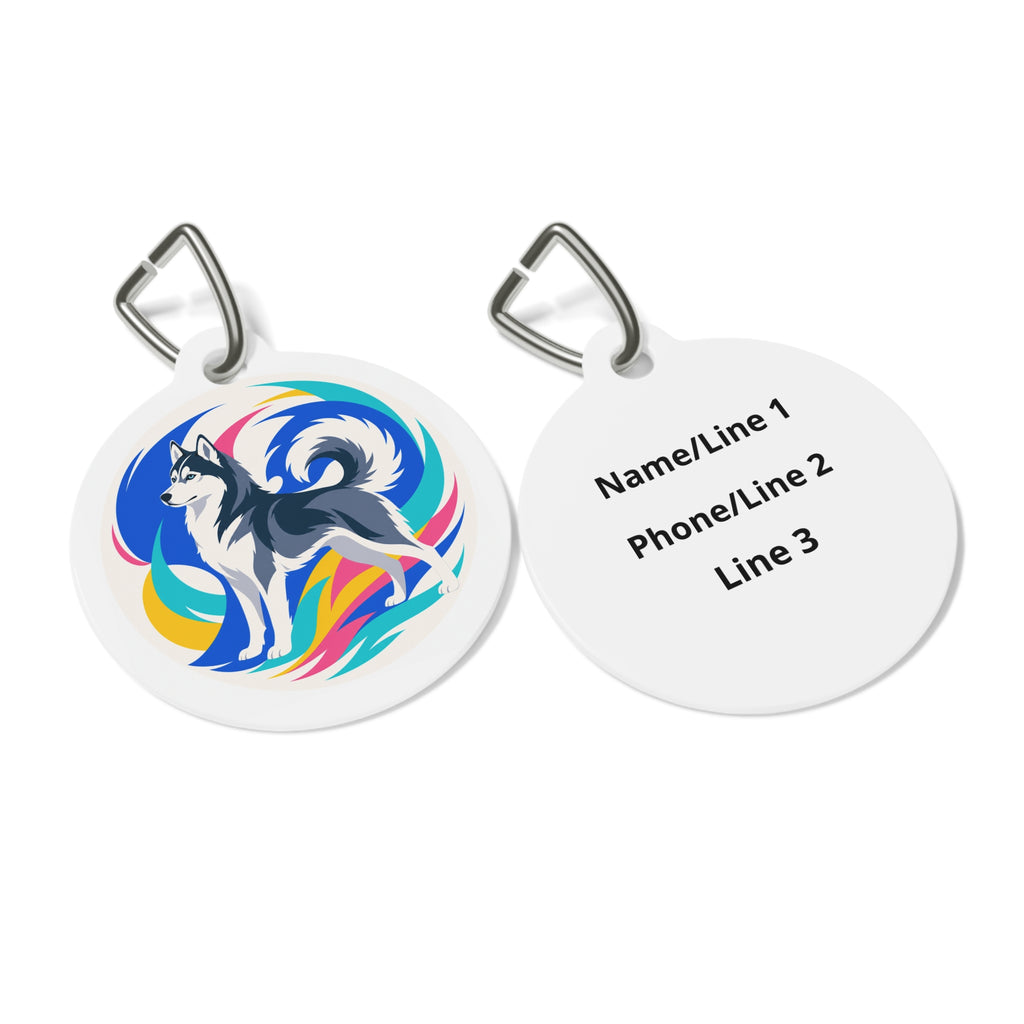 Placa de identificación personalizada para perro "Siberian Husky Color Rush"