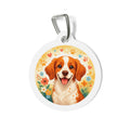Brittany Cheerful Floral Portrait Personalized Dog ID Tag