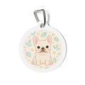 Placa de identificación personalizada para perro Bulldog Francés con diseño floral alegre