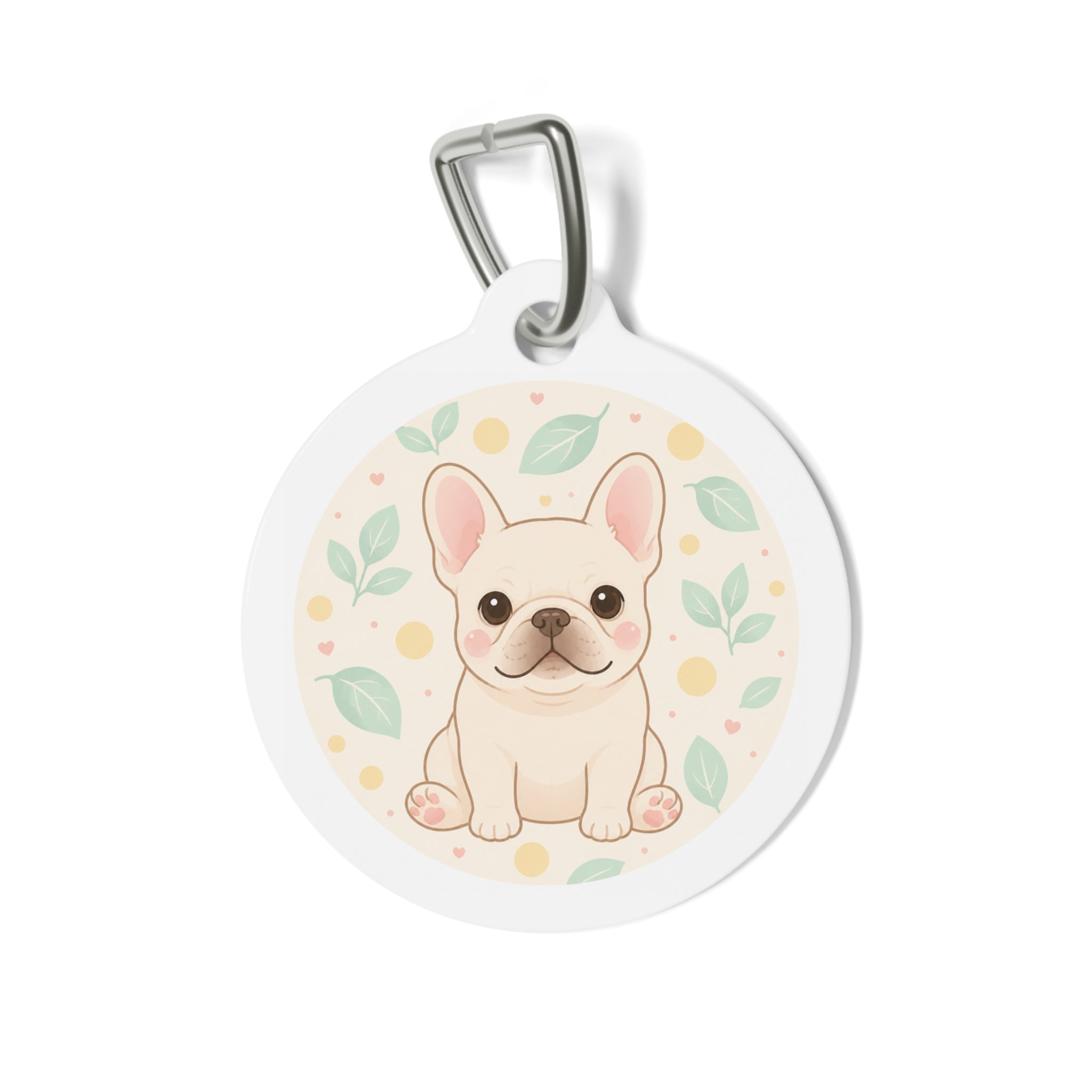 French Bulldog Cheerful Floral Personalized Dog ID Tag