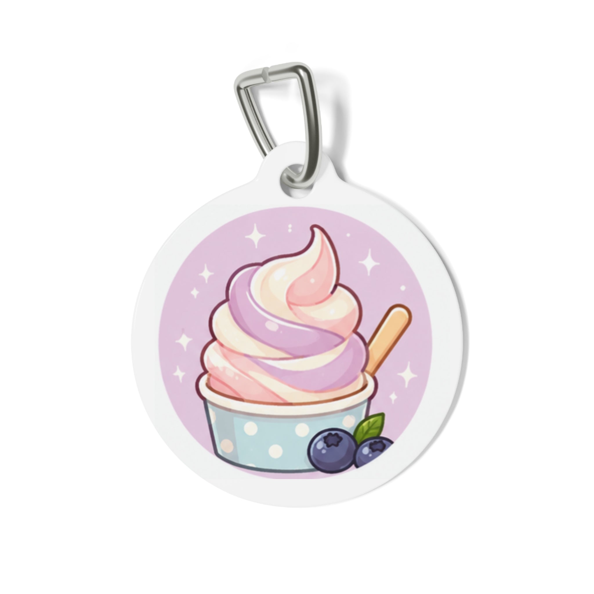 Berry Soft Serve Whimsical Foodie Art Personalized Dog ID Tag