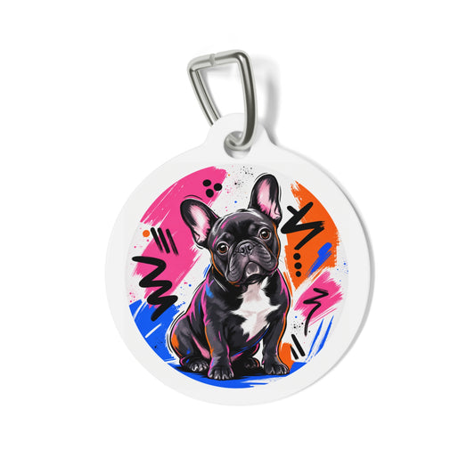 French Bulldog Vivid Vibrant Color Personalized Dog ID Tag