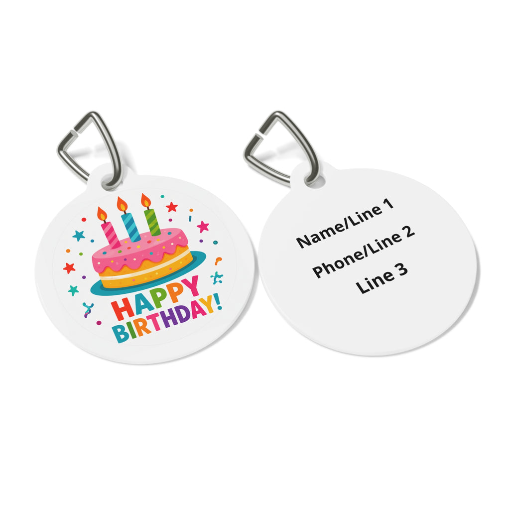 Etiqueta de identificación de perro personalizada Pastel glaseado arcoíris Celebración