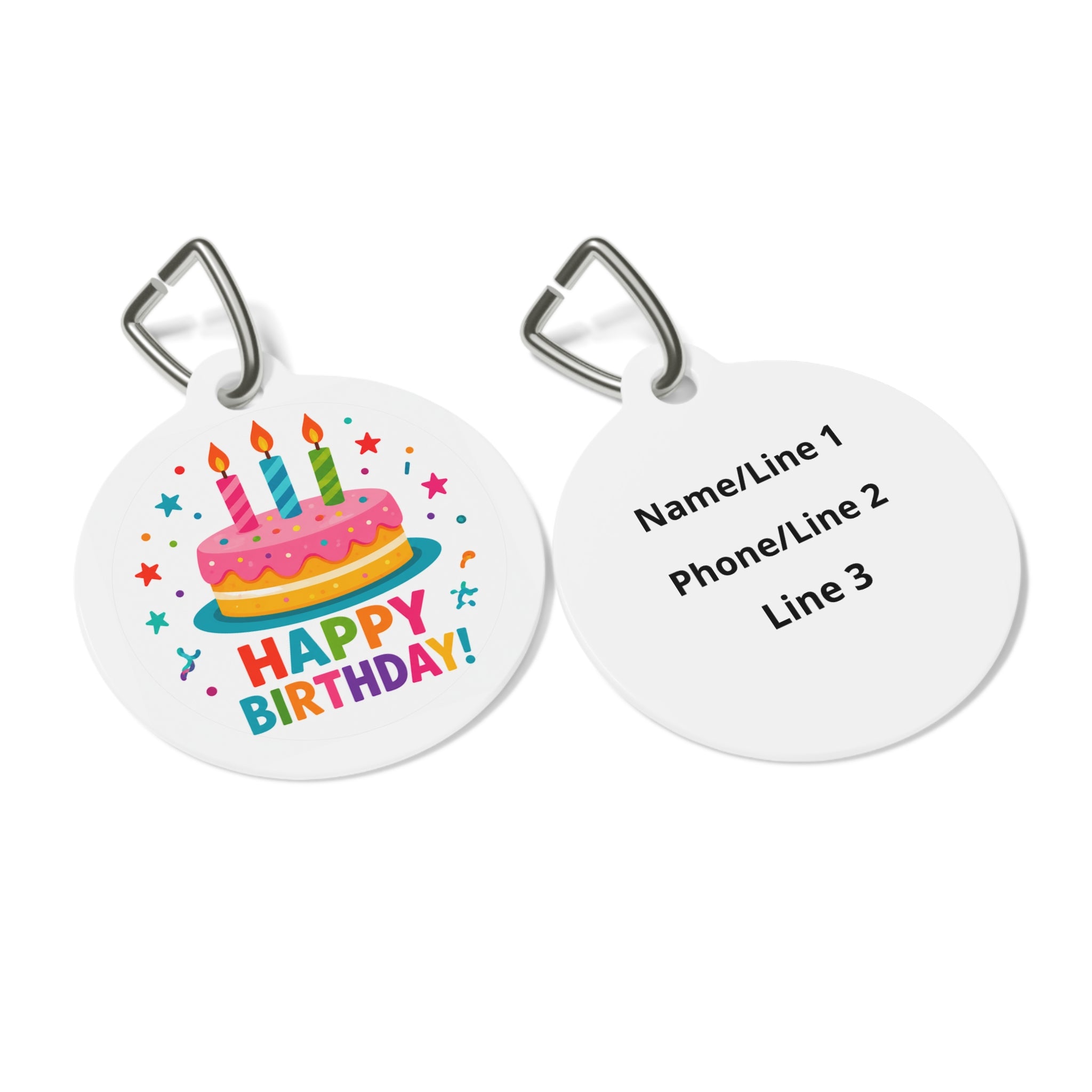 Rainbow Frosted Cake Celebration Personalized Dog ID Tag