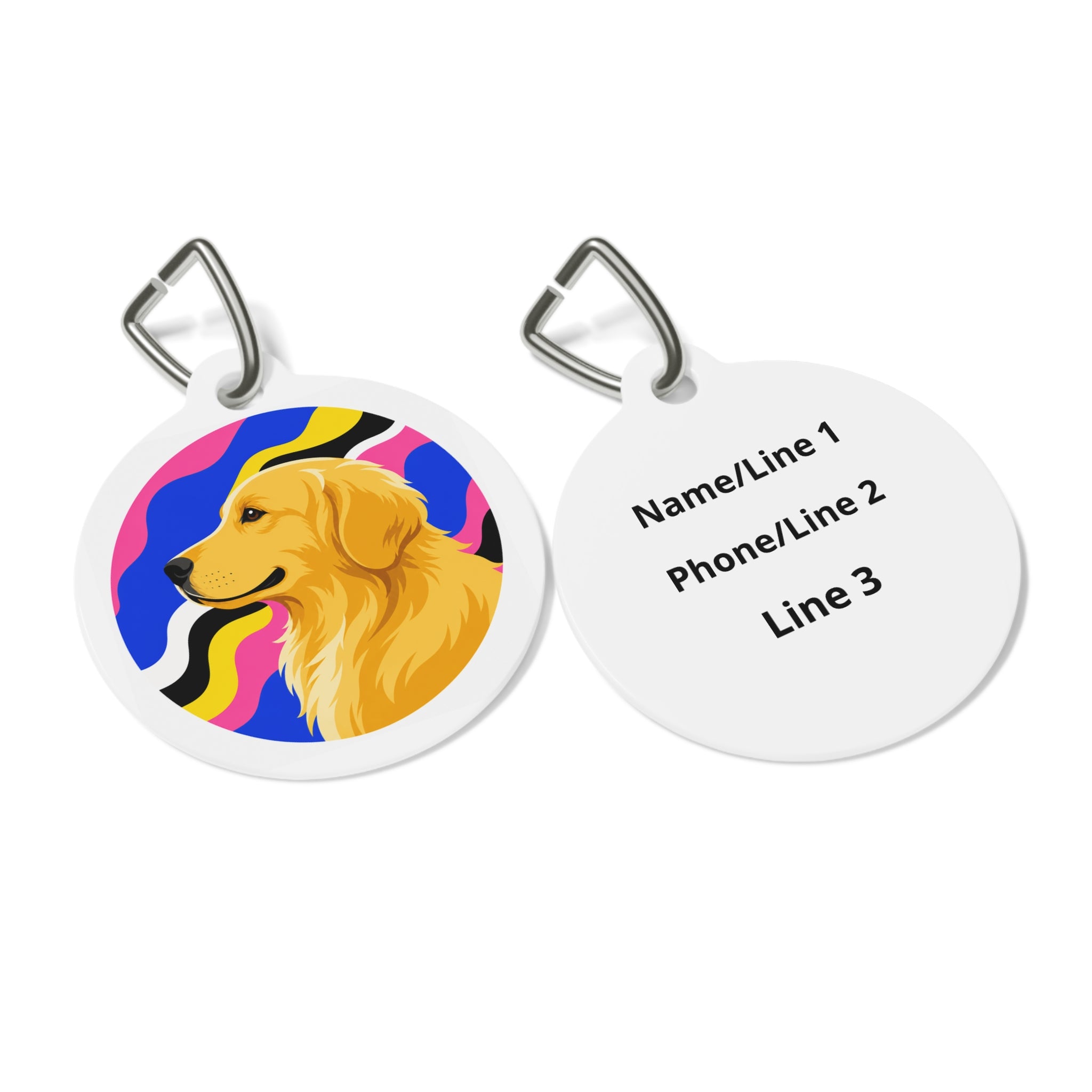 Golden Retriever Vivid Pop Profile Personalized Dog ID Tag