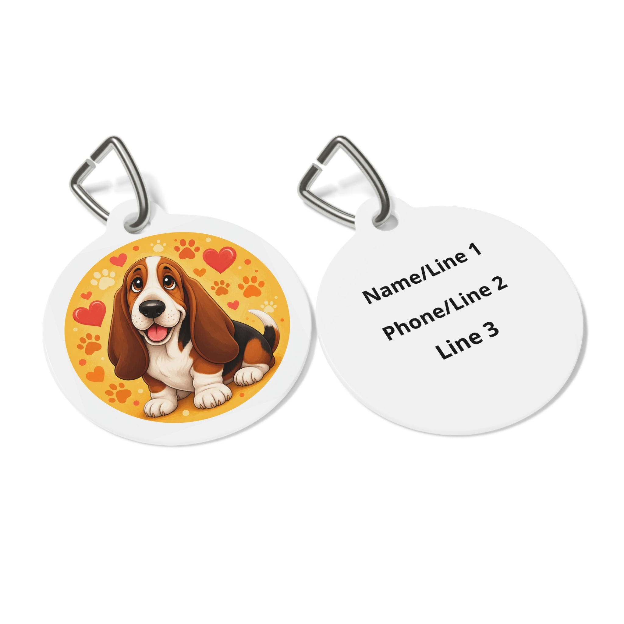 Basset Hound Heart & Flower Personalized Dog ID Tag