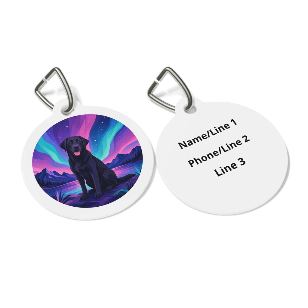 Labrador Retriever Northern Lights Black Personalized Dog ID Tag