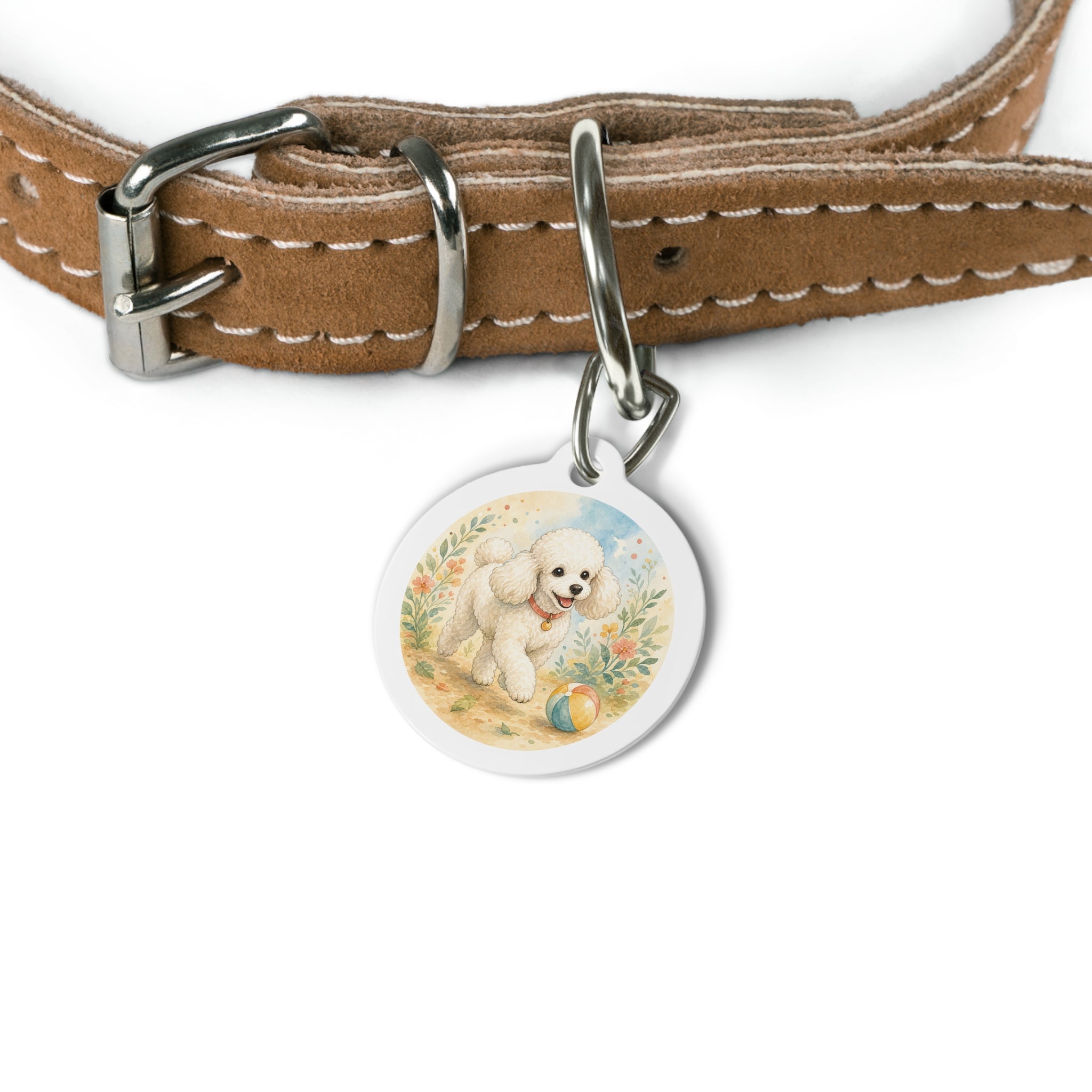 Poodle Garden Play Personalized Dog ID Tag