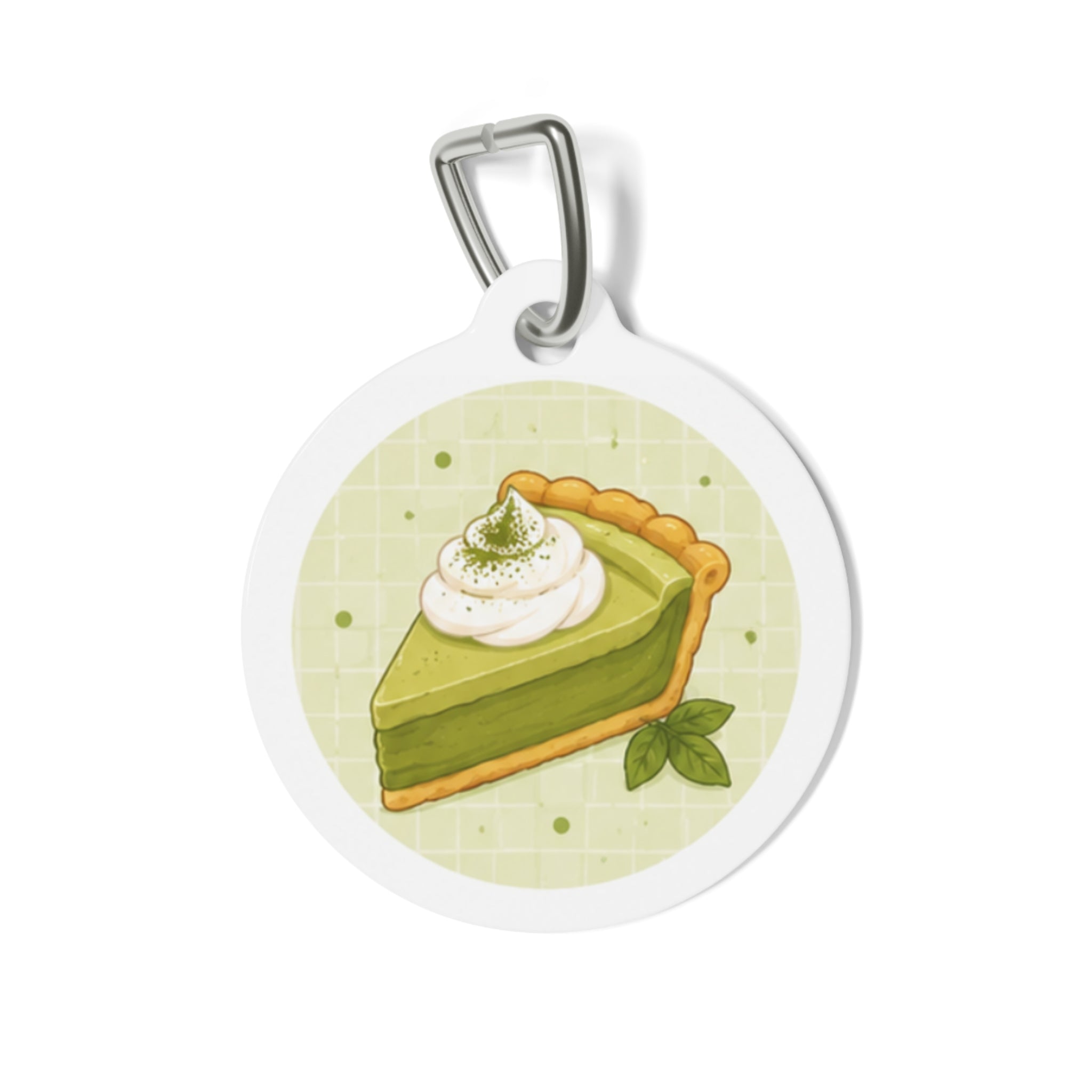 Matcha Cream Pie Whimsical Foodie Art Personalized Dog ID Tag