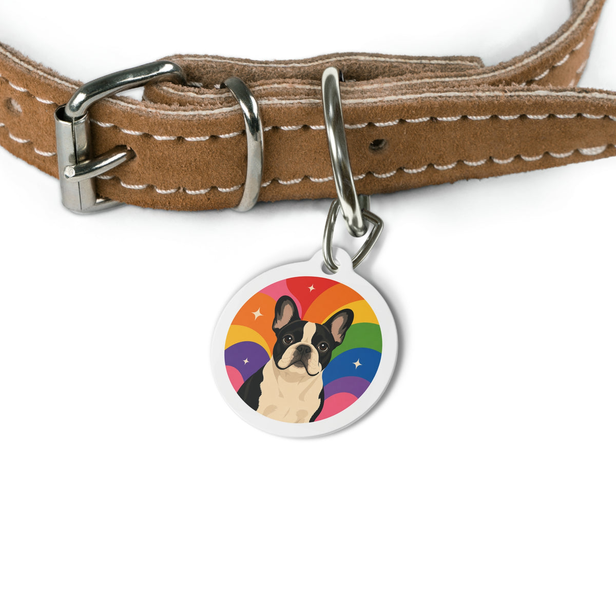 French Bulldog Rainbow personalized dog ID tag product detail