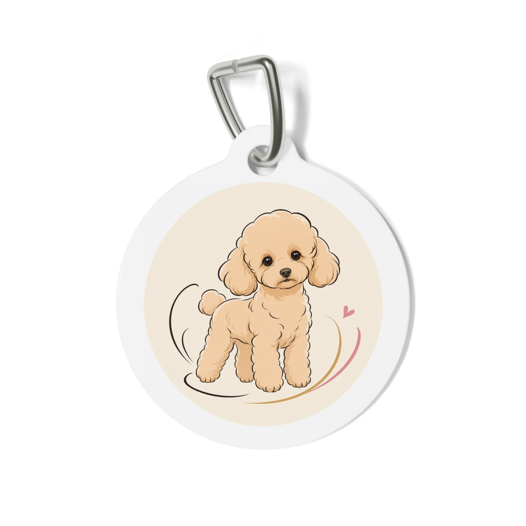 Toy Poodle Minimal Motion Sketch Apricot Puppy Personalized Dog ID Tag