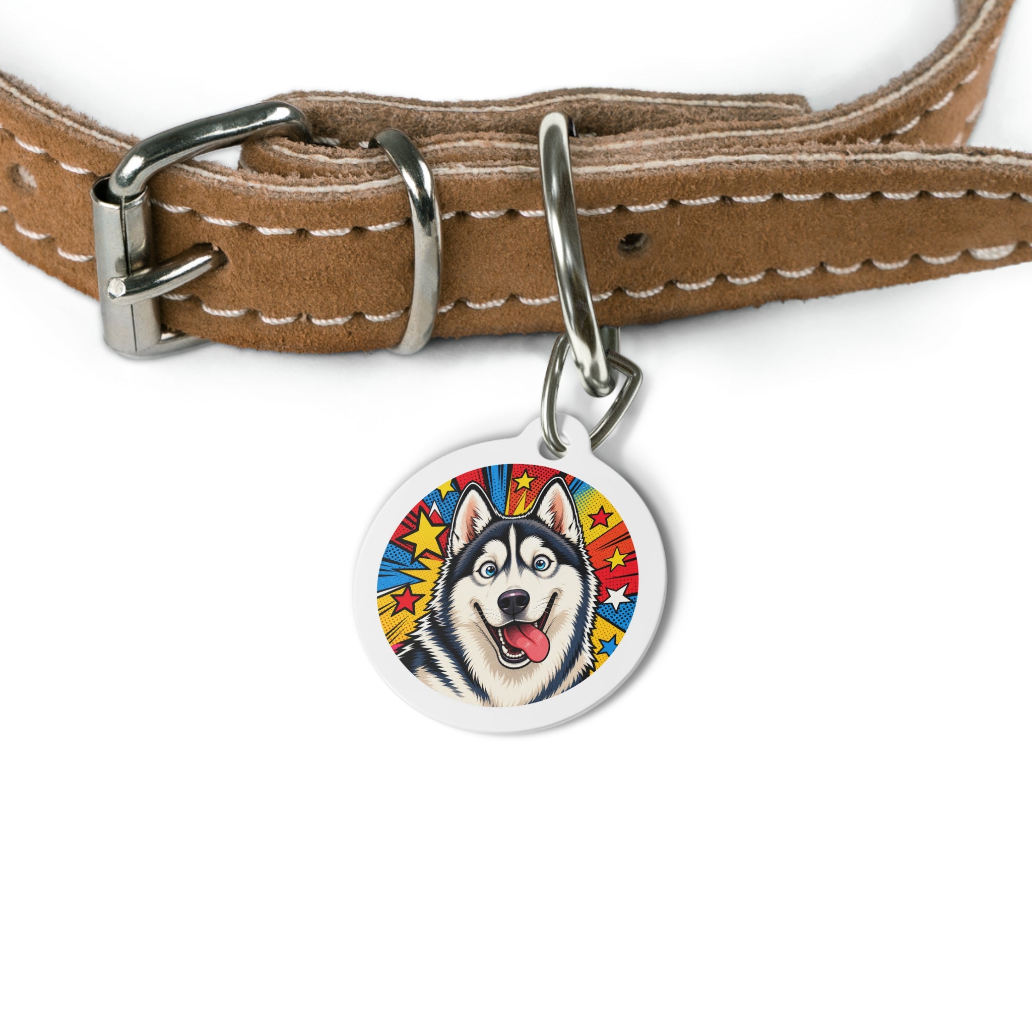 Siberian Husky Comic Star Personalized Dog ID Tag