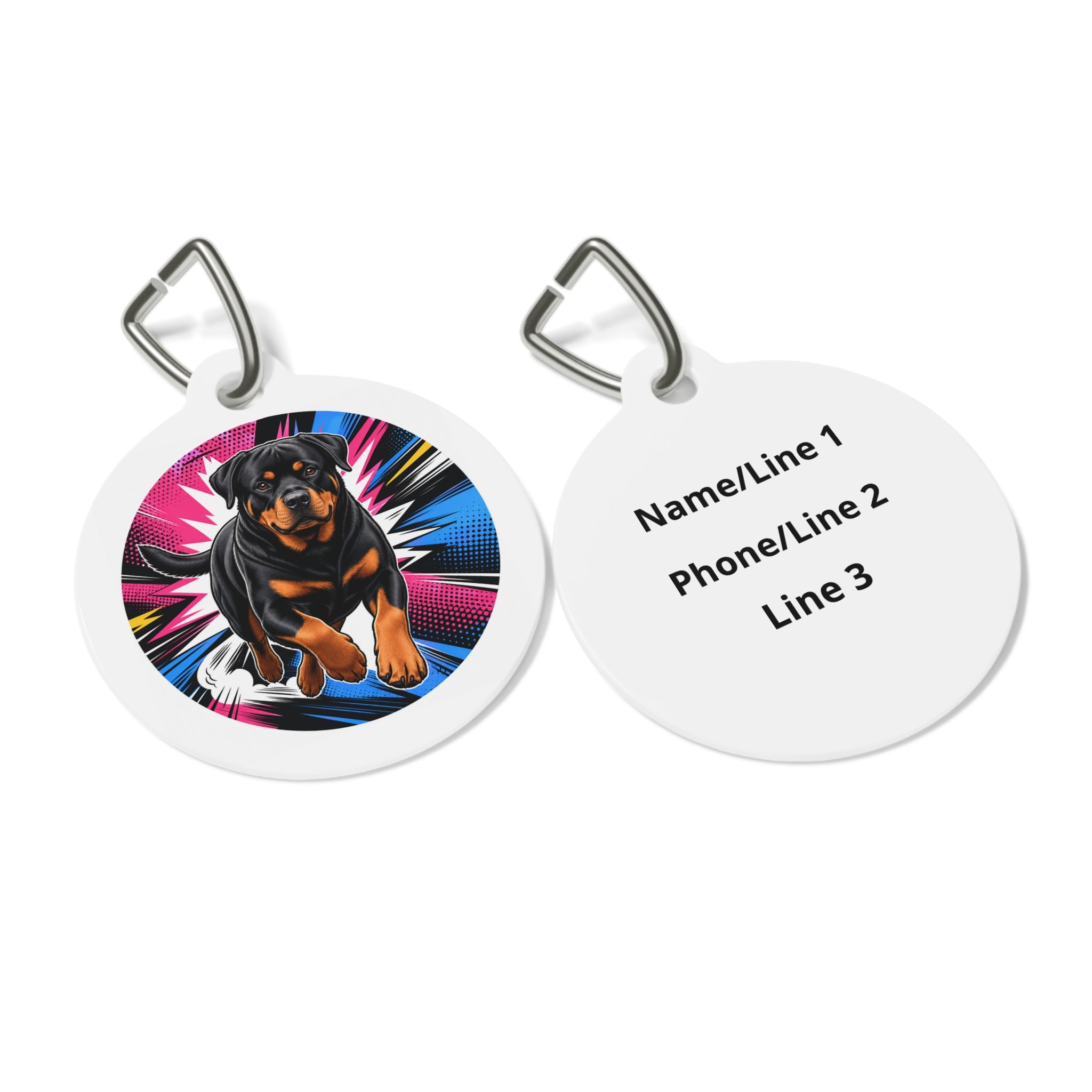 Rottweiler Action Hero Personalized Dog ID Tag