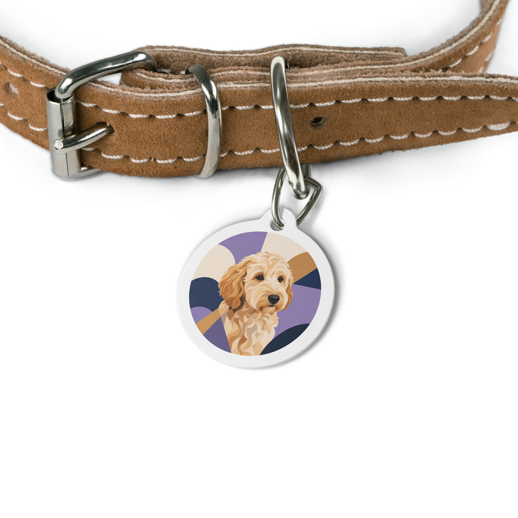 Goldendoodle Modern Illustrated Portrait Personalized Dog ID Tag