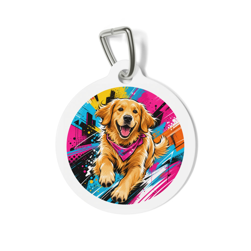 Golden Retriever Urban Splash Personalized Dog ID Tag