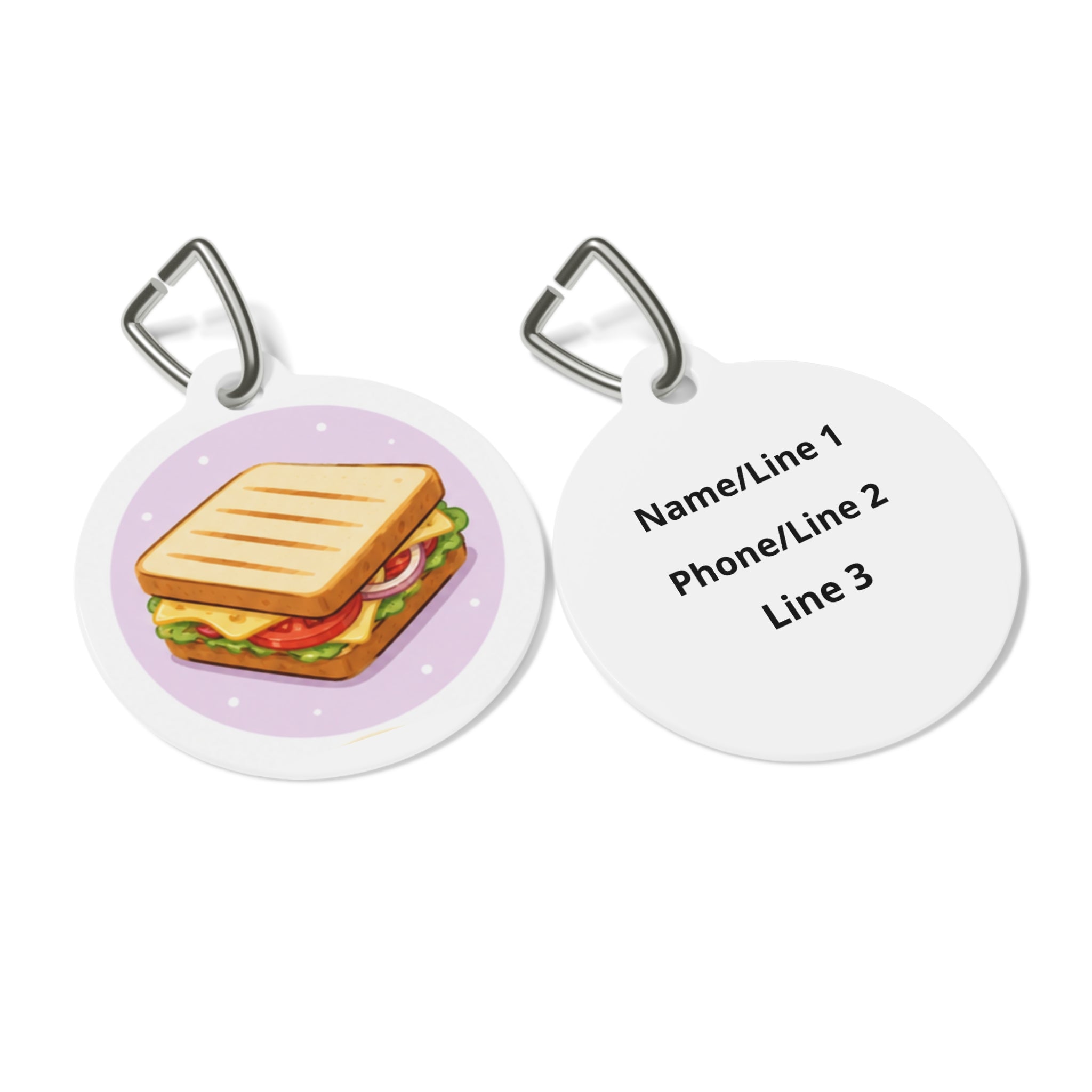 Grilled Sandwich Whimsical Foodie Art Personalized Dog ID Tag