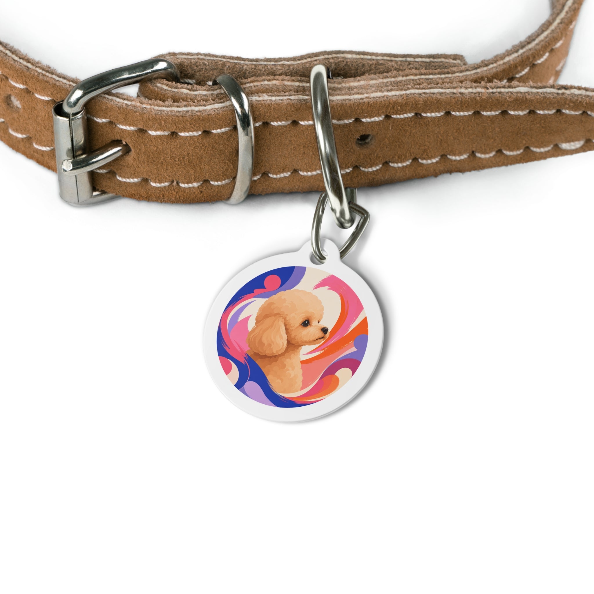 Toy Poodle Painterly Swirl Apricot Personalized Dog ID Tag