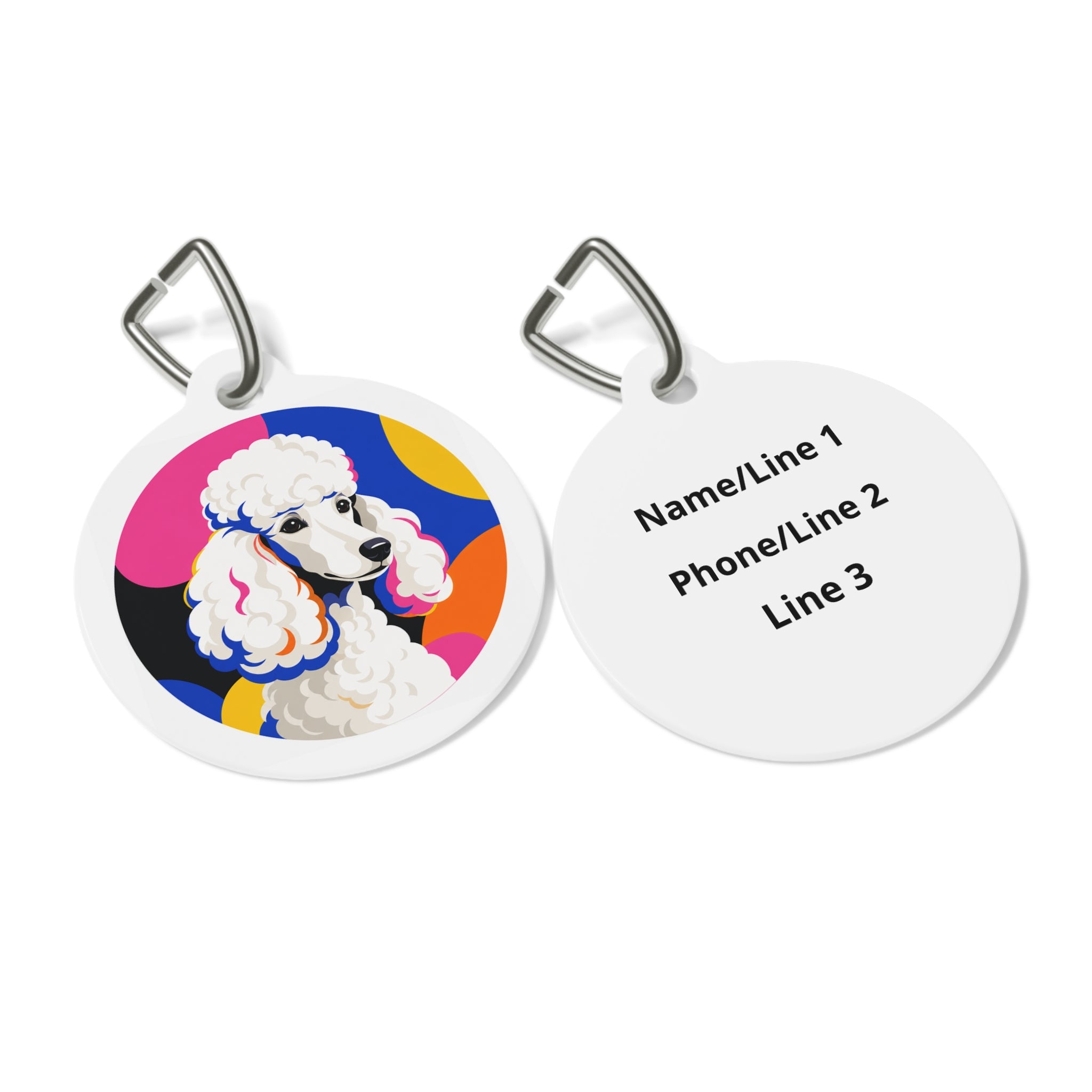 Poodle Rainbow Glam Personalized Dog ID Tag