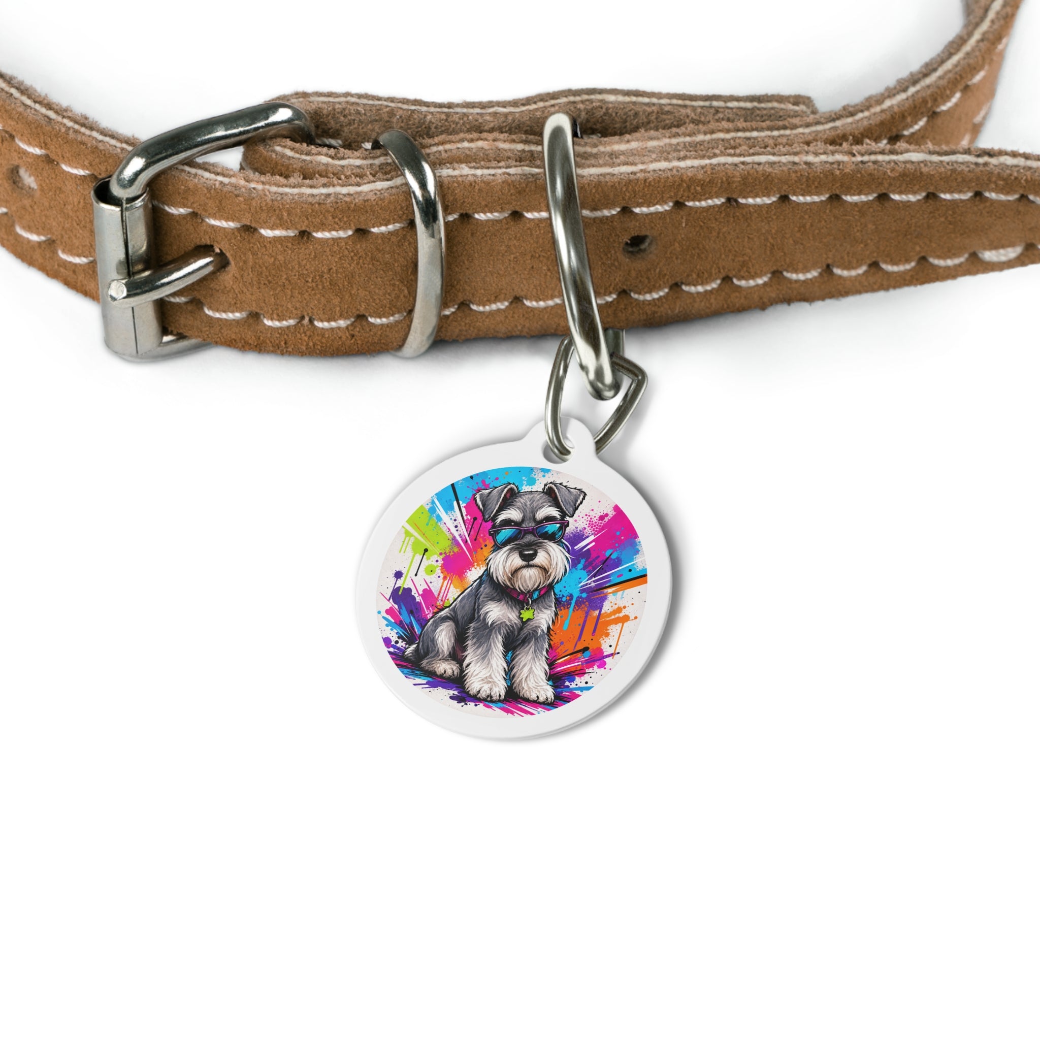 Miniature Schnauzer Vibrant Paint Splash Personalized Dog ID Tag