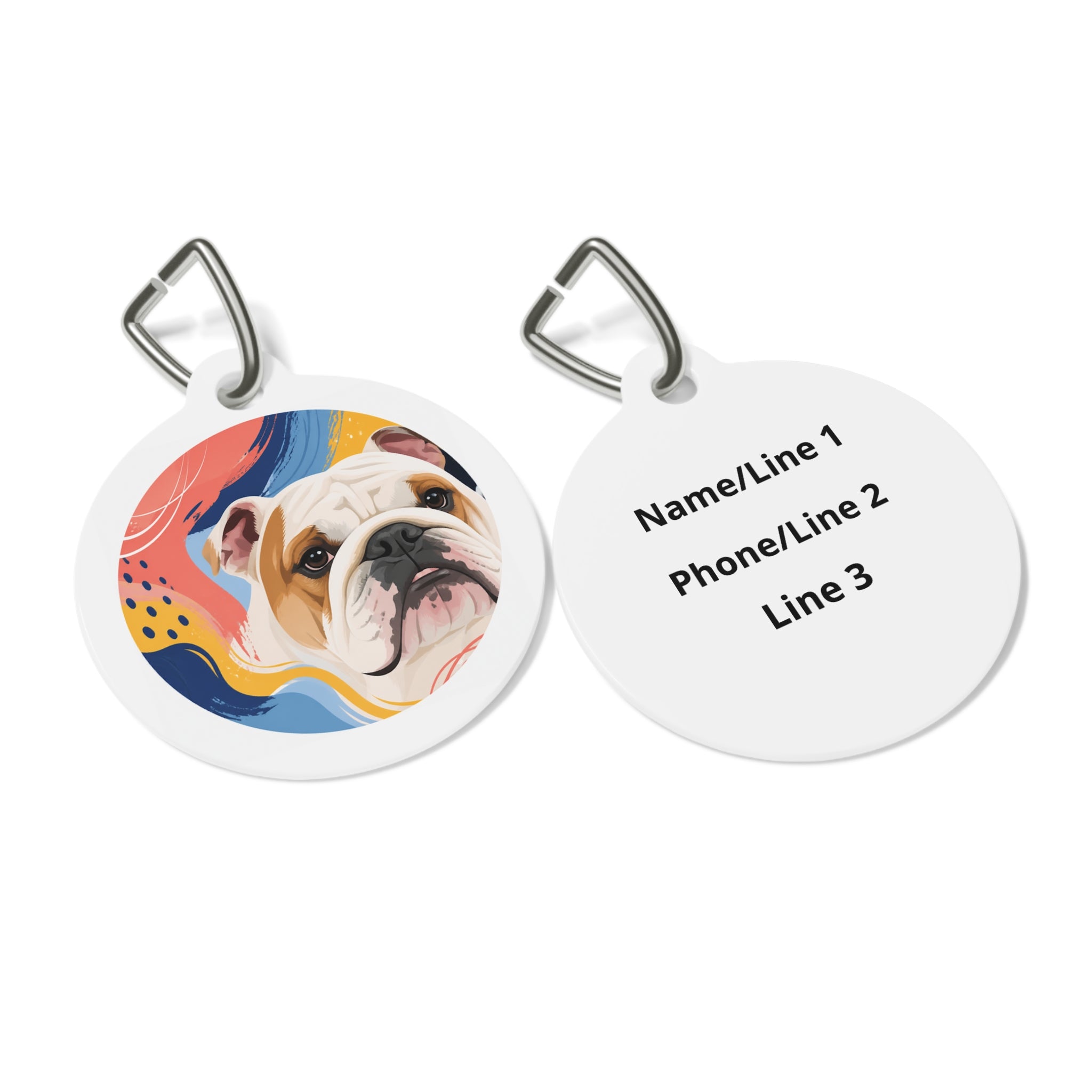 Bulldog Bold Brushstroke Personalized Dog ID Tag