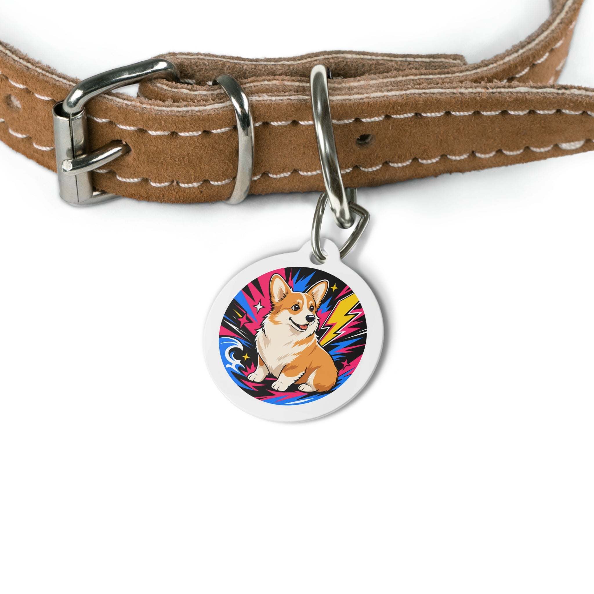 Pembroke Welsh Corgi Joyful Pop Art Personalized Dog ID Tag