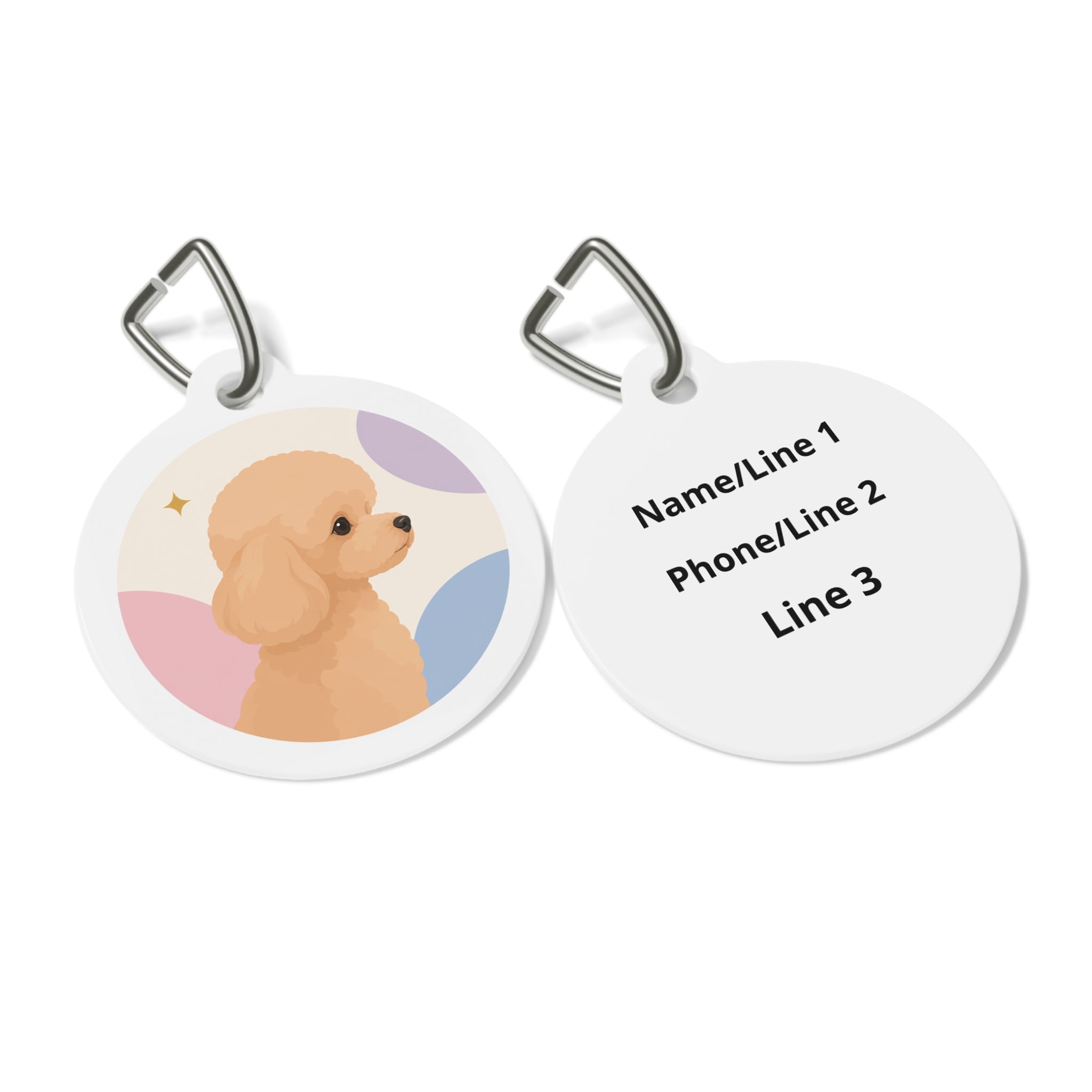 Toy Poodle Soft Pastel Profile Apricot Personalized Dog ID Tag