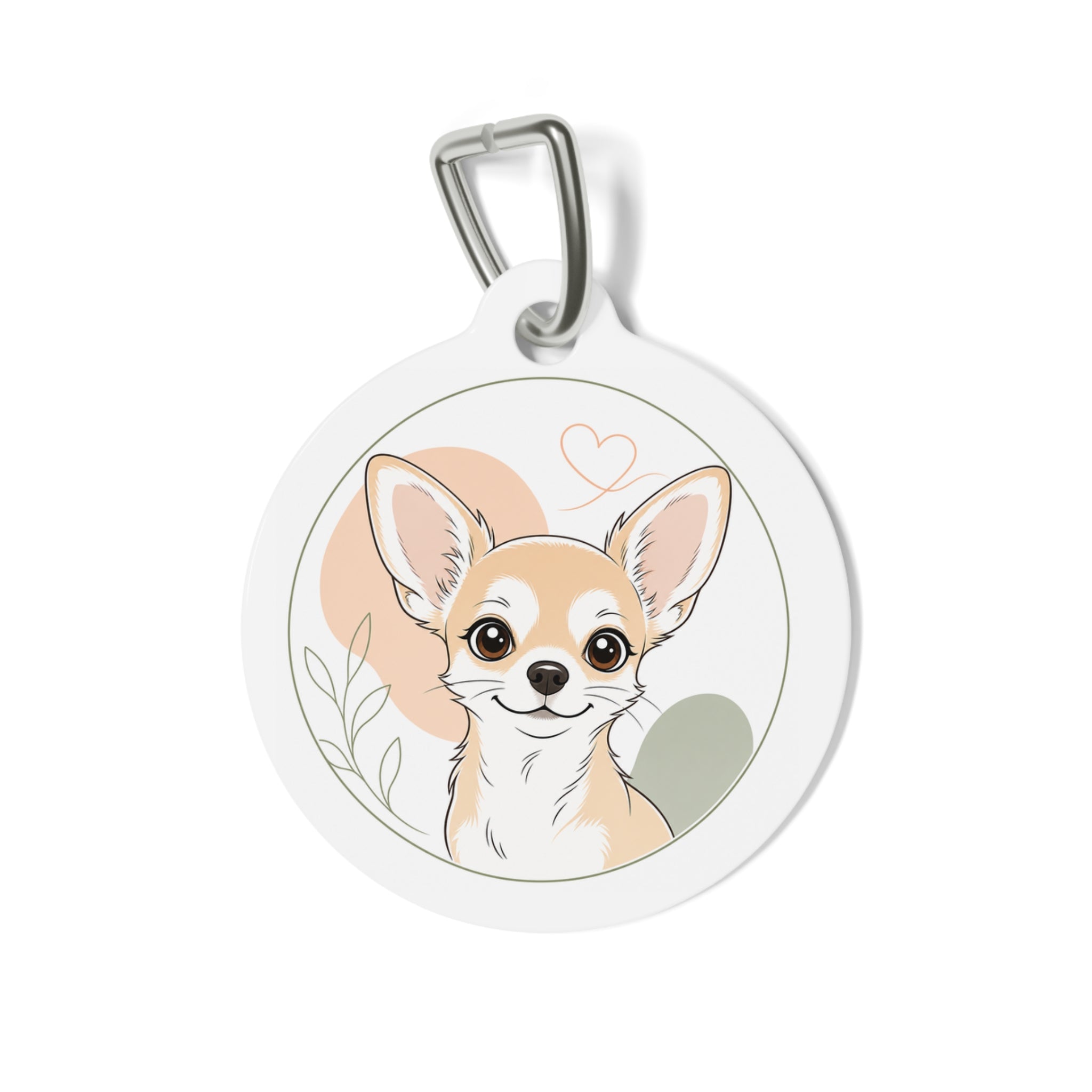 Chihuahua Minimal Botanical Line Art Personalized Dog ID Tag