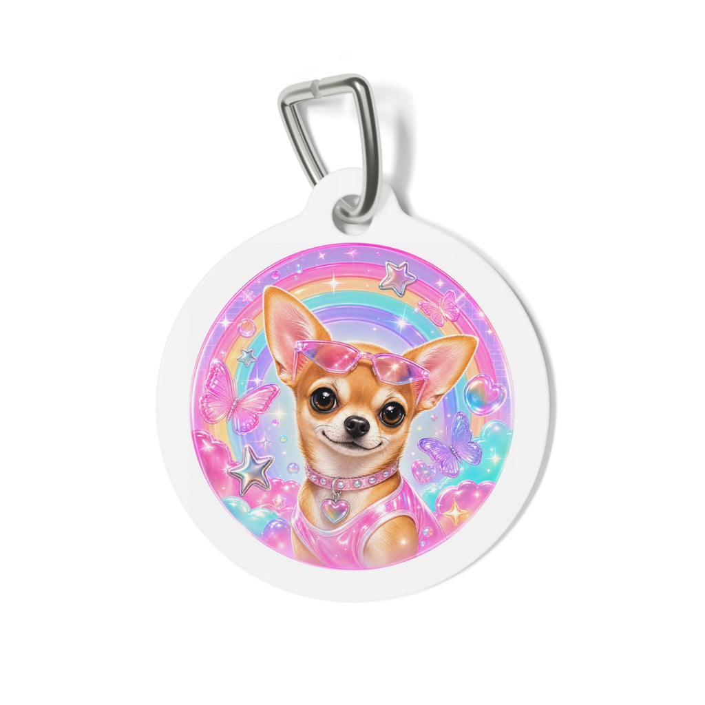 Chihuahua Rainbow Glam Personalized Dog ID Tag