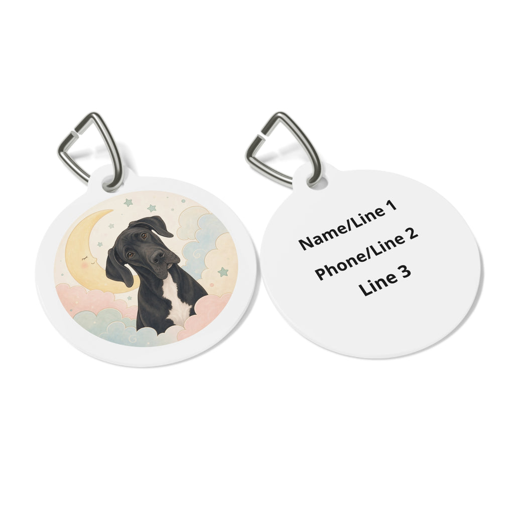 Retrato de Gran Danés con Flores Caprichosas Chapa Identificativa Personalizada para Perro