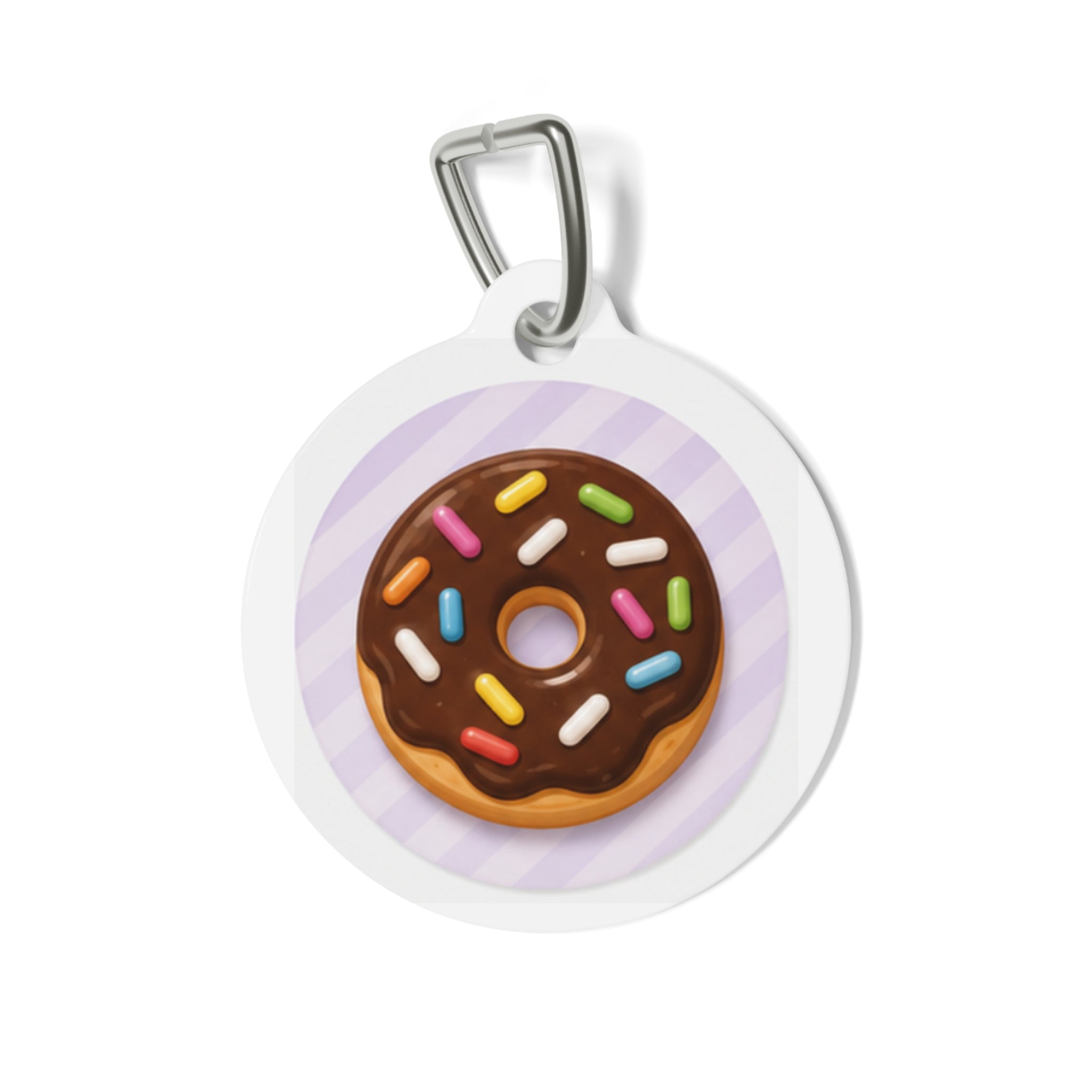 Rainbow Sprinkle Donut Whimsical Foodie Art Personalized Dog ID Tag