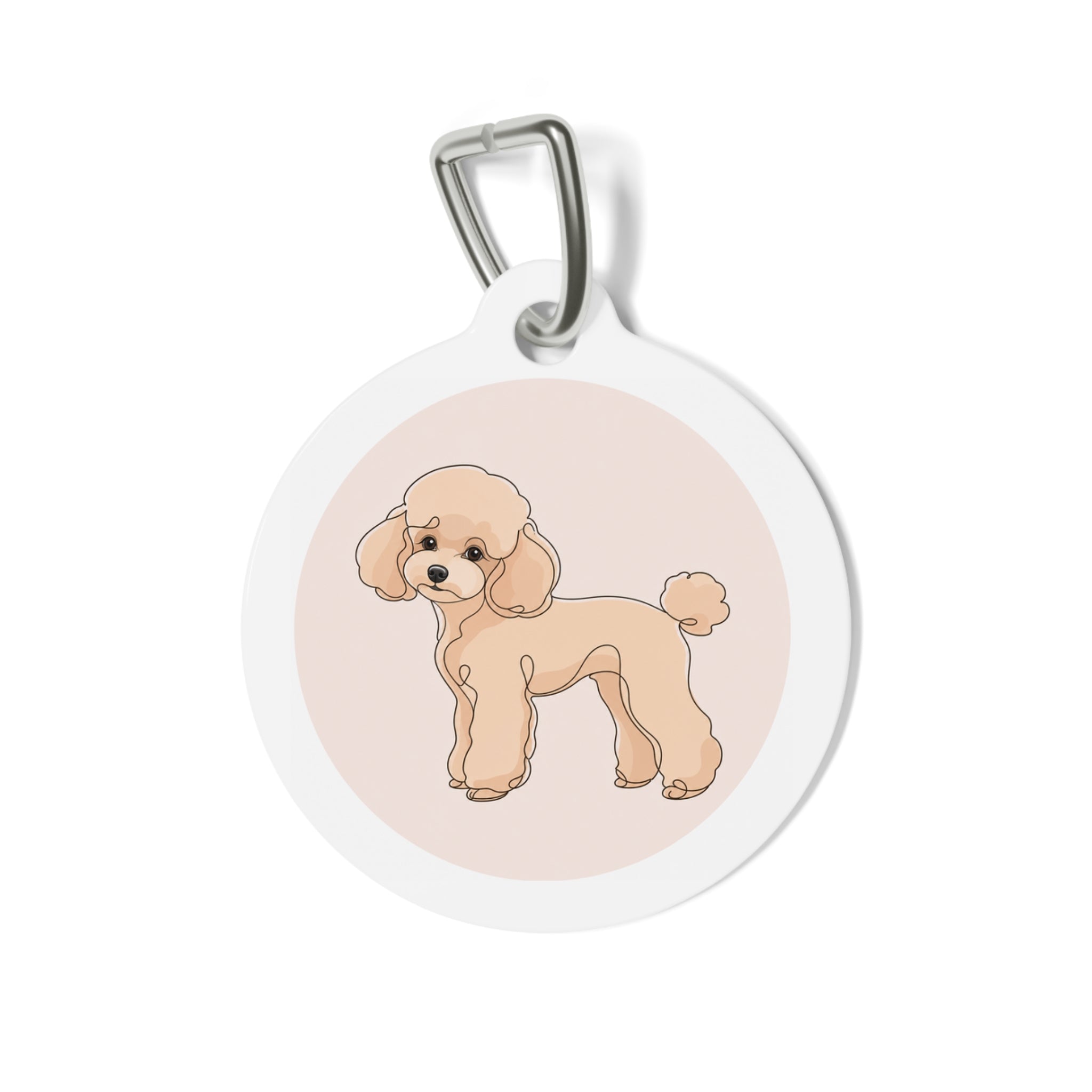 Toy Poodle Minimal Line Art Apricot Personalized Dog ID Tag