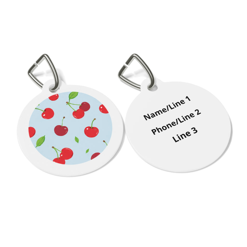 Cherry Scatter Cheerful Fruit Pattern Personalized Dog ID Tag