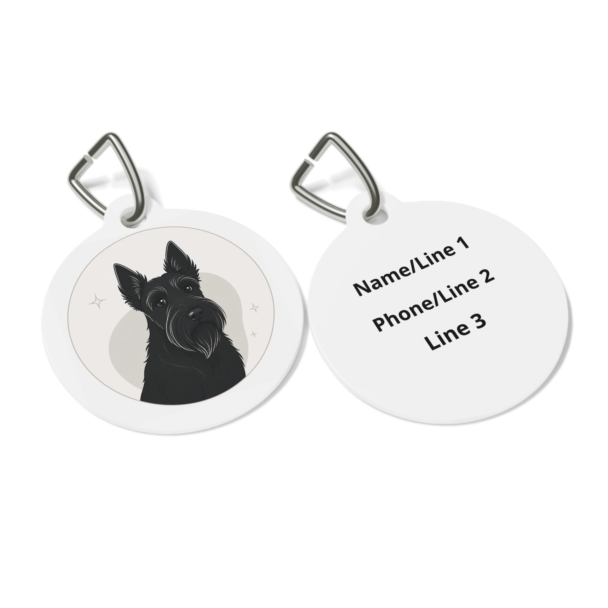 Scottish Terrier Monochrome Modern Personalized Dog ID Tag