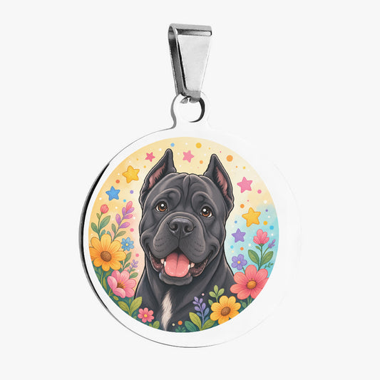 Cane Corso Bright Floral Crown Personalized Dog ID Tag