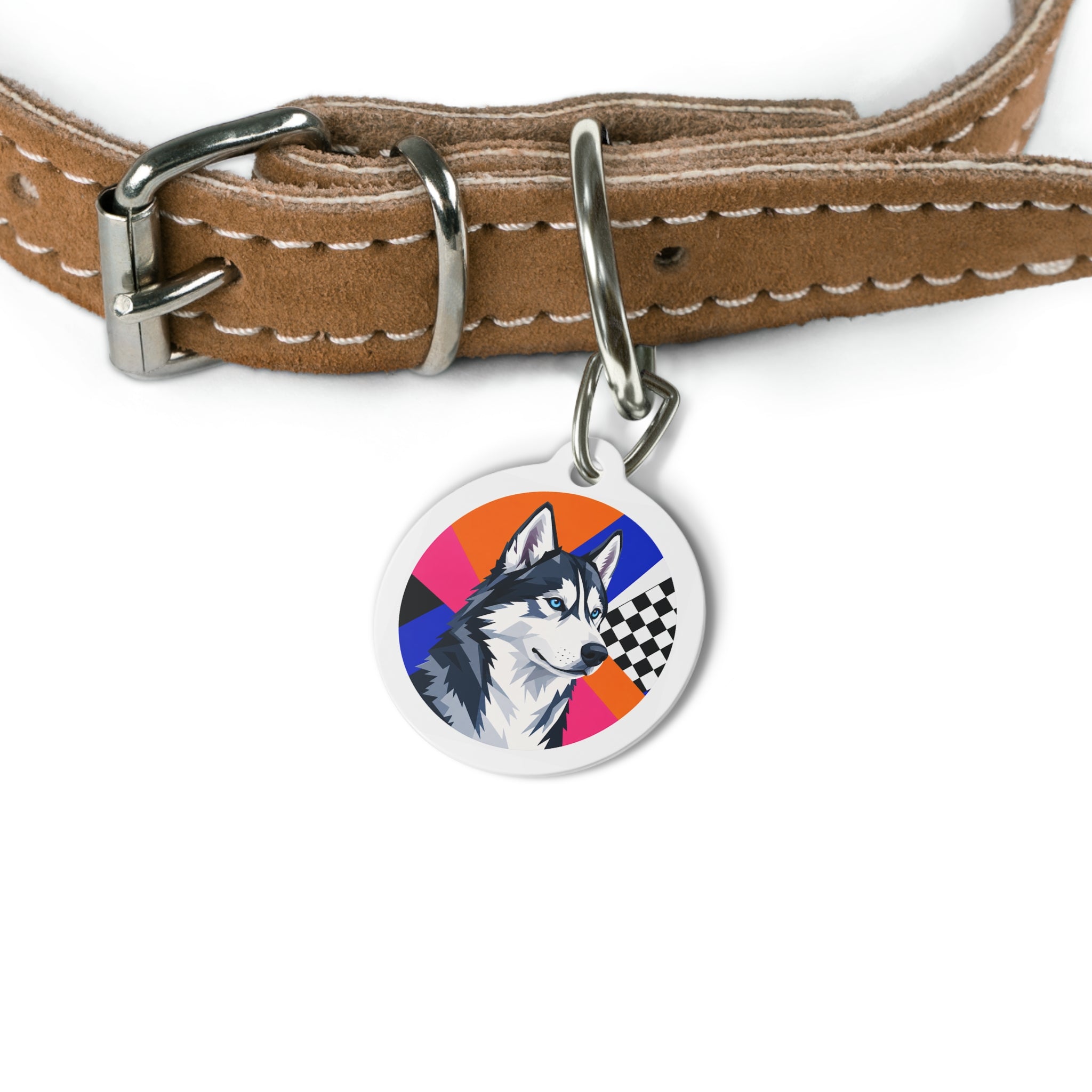 Siberian Husky Checker Pop Personalized Dog ID Tag